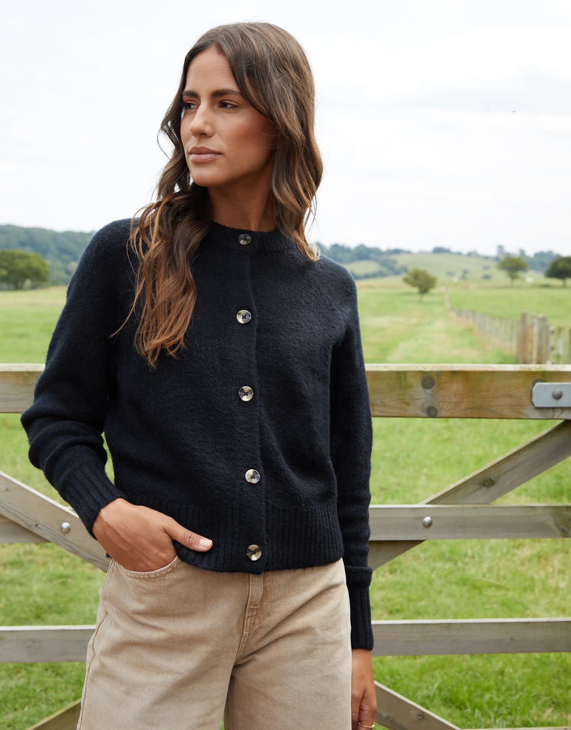 Black Button Up Knitted Cardigan sold by Threadbare product image thumbnail 3