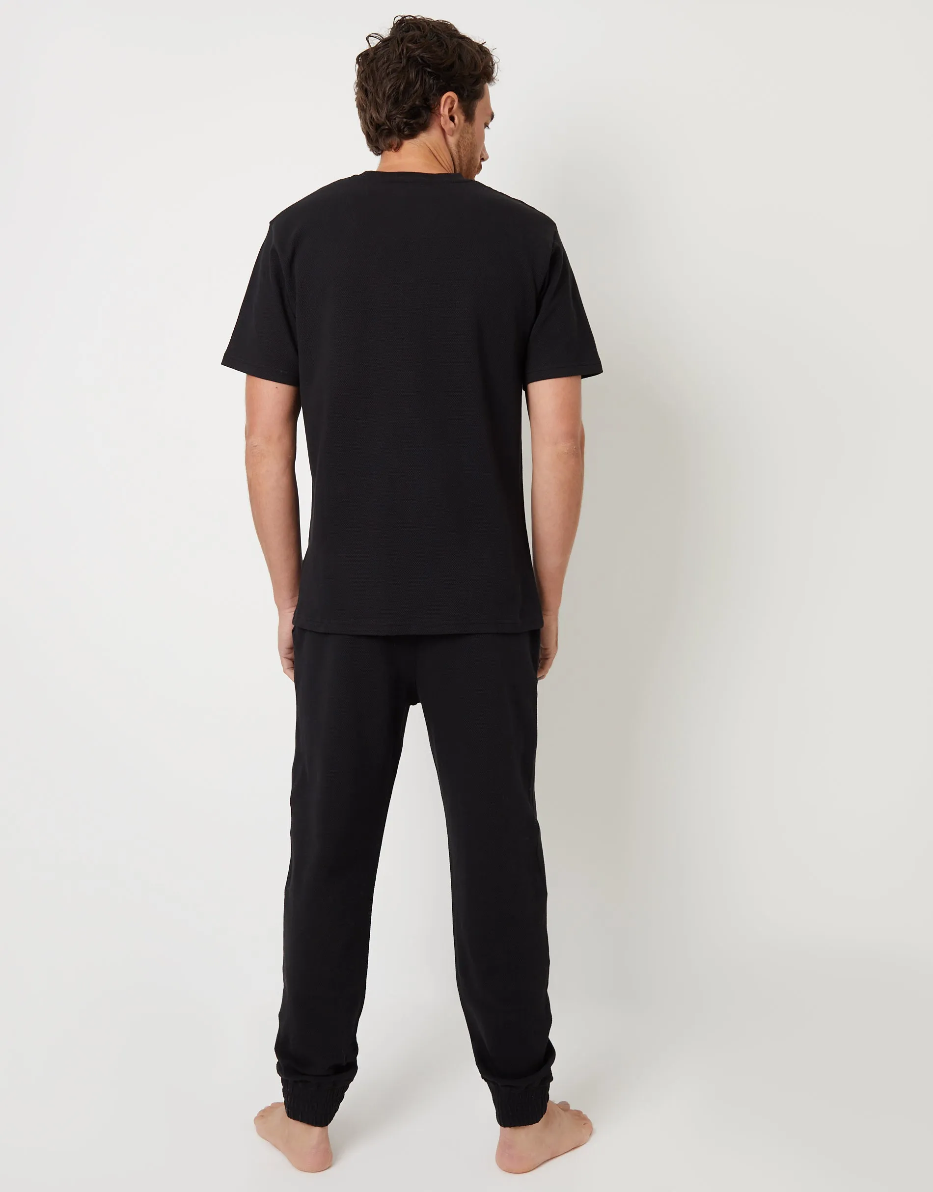 Black Textured Short Sleeve T-Shirt & Jogger Pyjamas (2-Piece Set) sold by Threadbare product image thumbnail 2