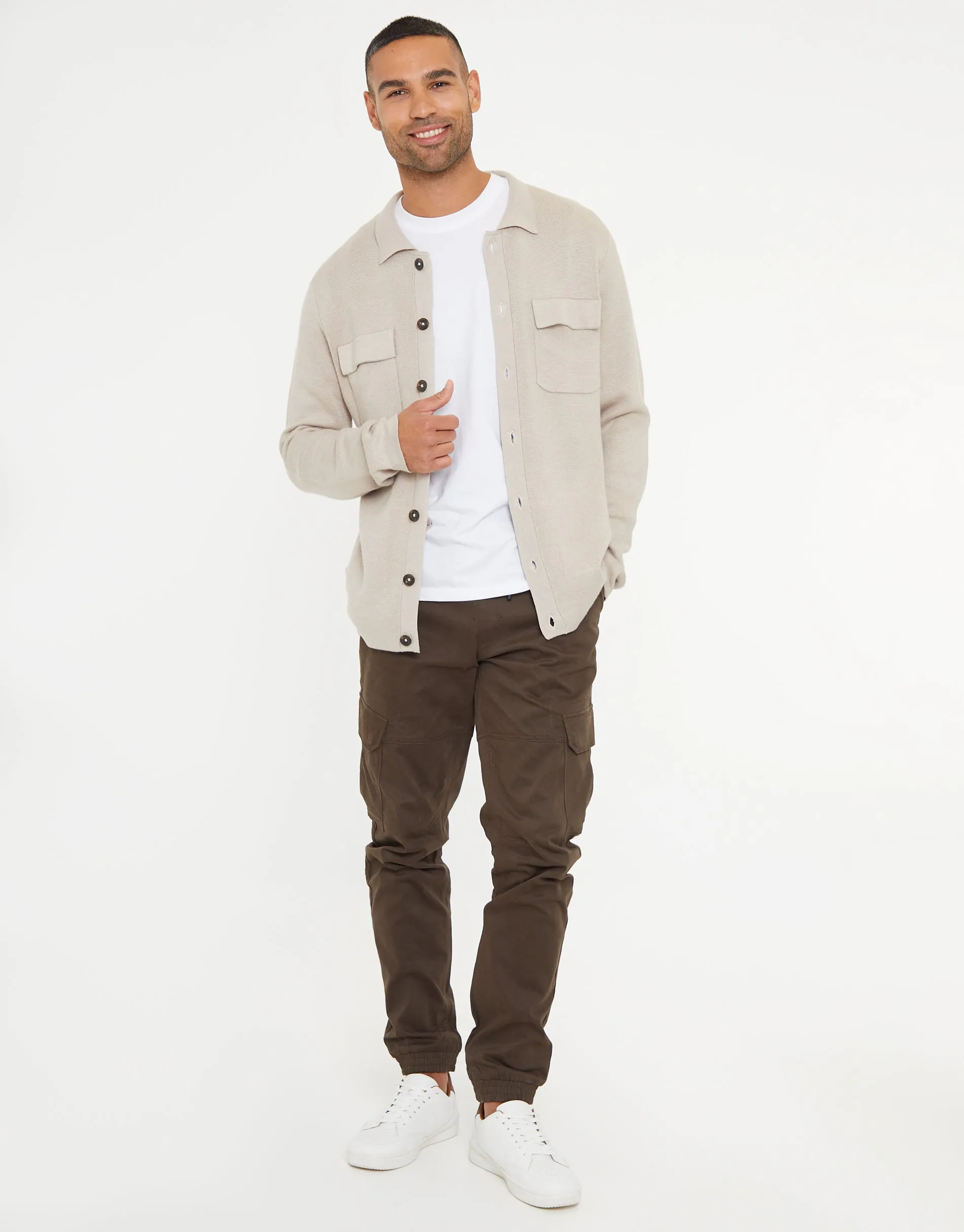 Men's Stone Knitted Long Sleeve Shirt sold by Threadbare product image thumbnail 4