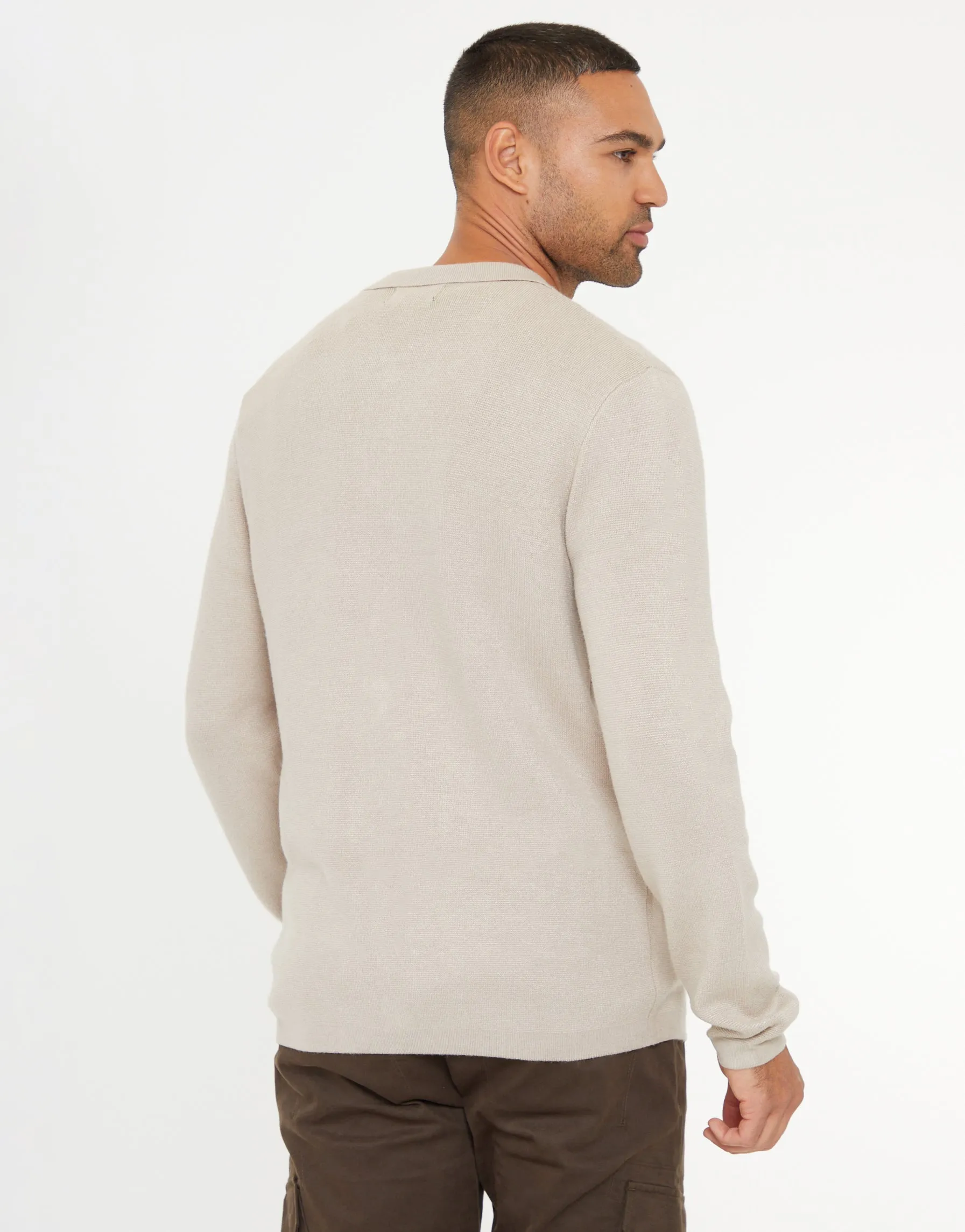 Men's Stone Knitted Long Sleeve Shirt sold by Threadbare product image thumbnail 3