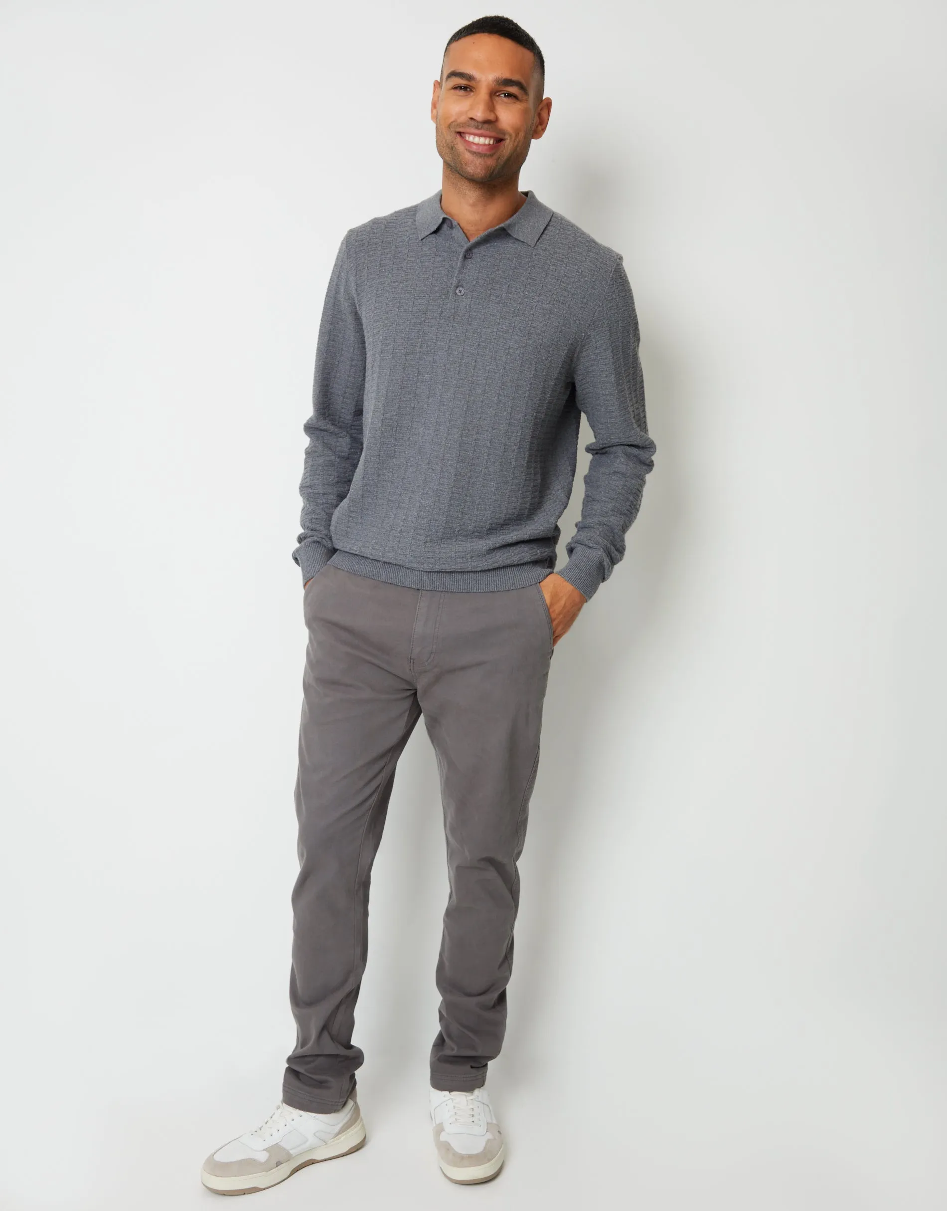 Slate Grey Slim Fit Stretch Canvas Trousers sold by Threadbare product image thumbnail 3