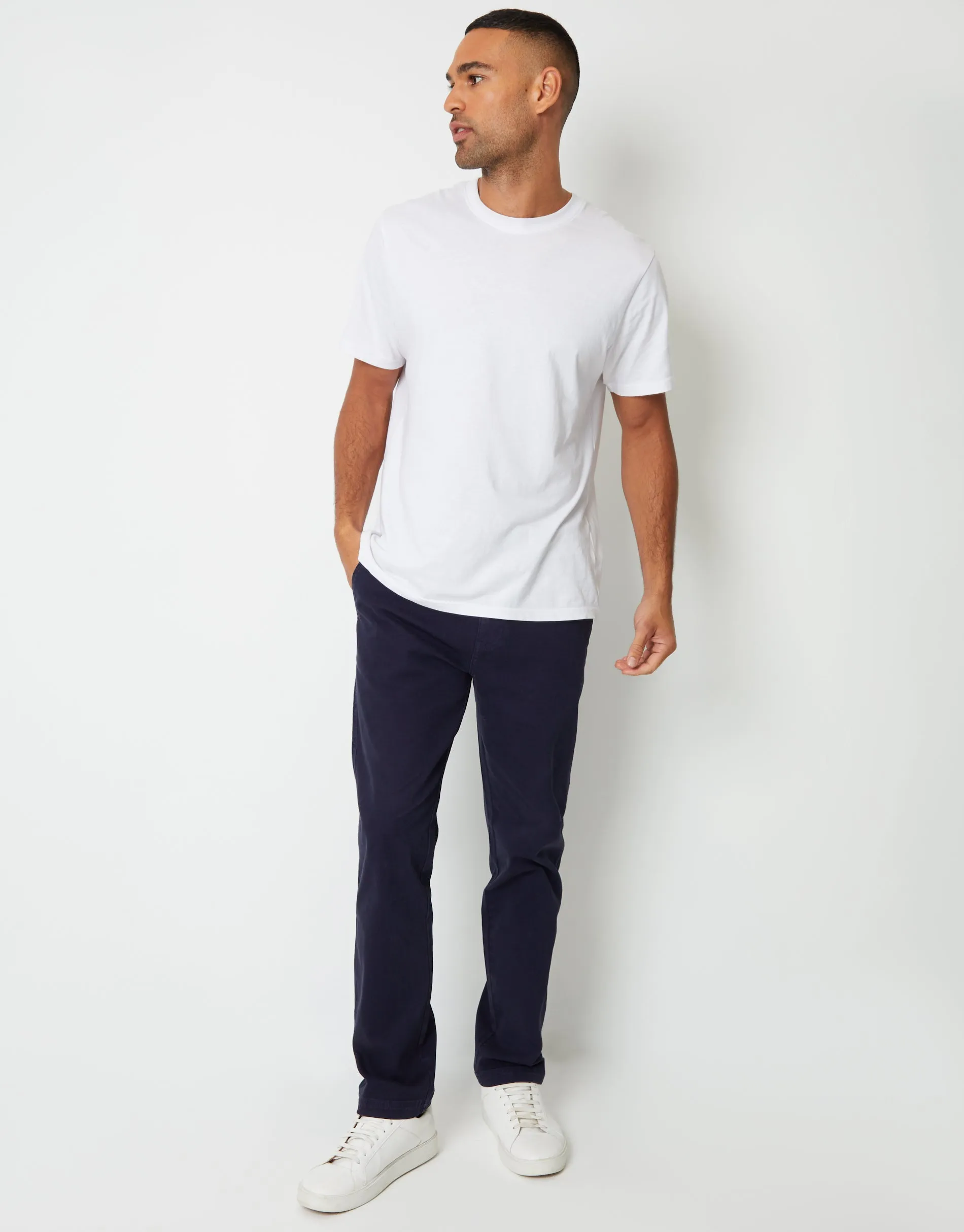 Navy Straight Leg Stretch Canvas Trousers sold by Threadbare product image thumbnail 3