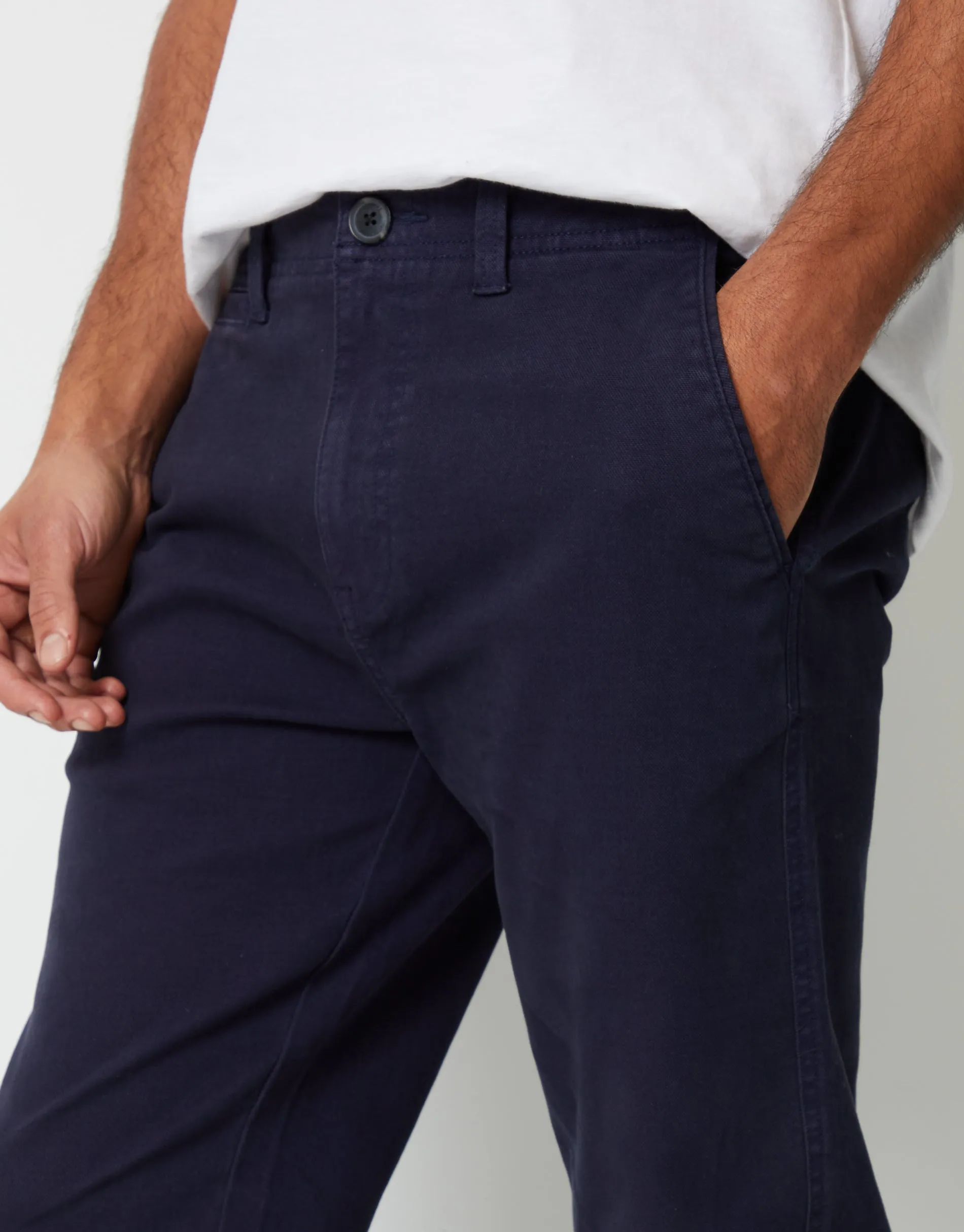 Navy Straight Leg Stretch Canvas Trousers sold by Threadbare product image thumbnail 4