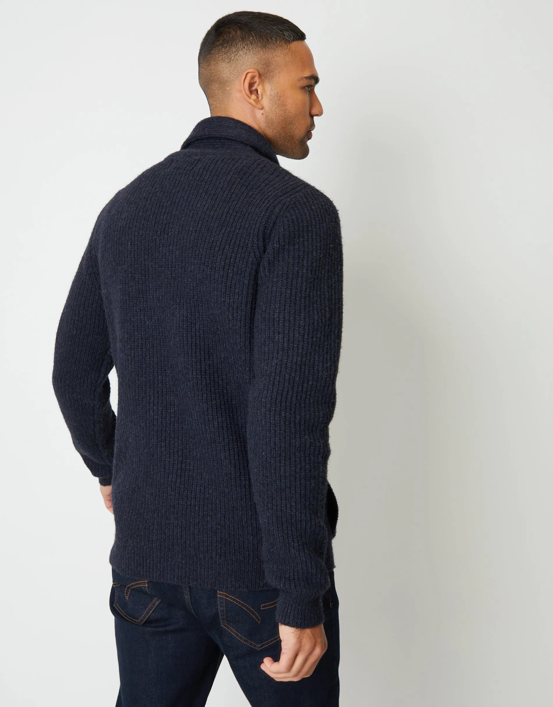 Navy Marl Shawl Cardigan sold by Threadbare product image thumbnail 2