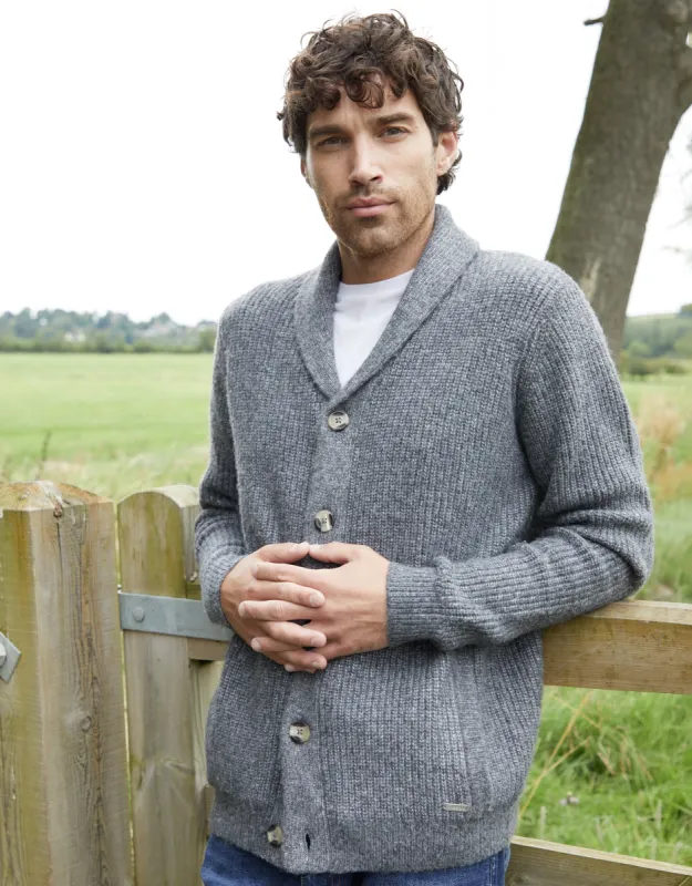 Charcoal Grey Marl Shawl Cardigan sold by Threadbare