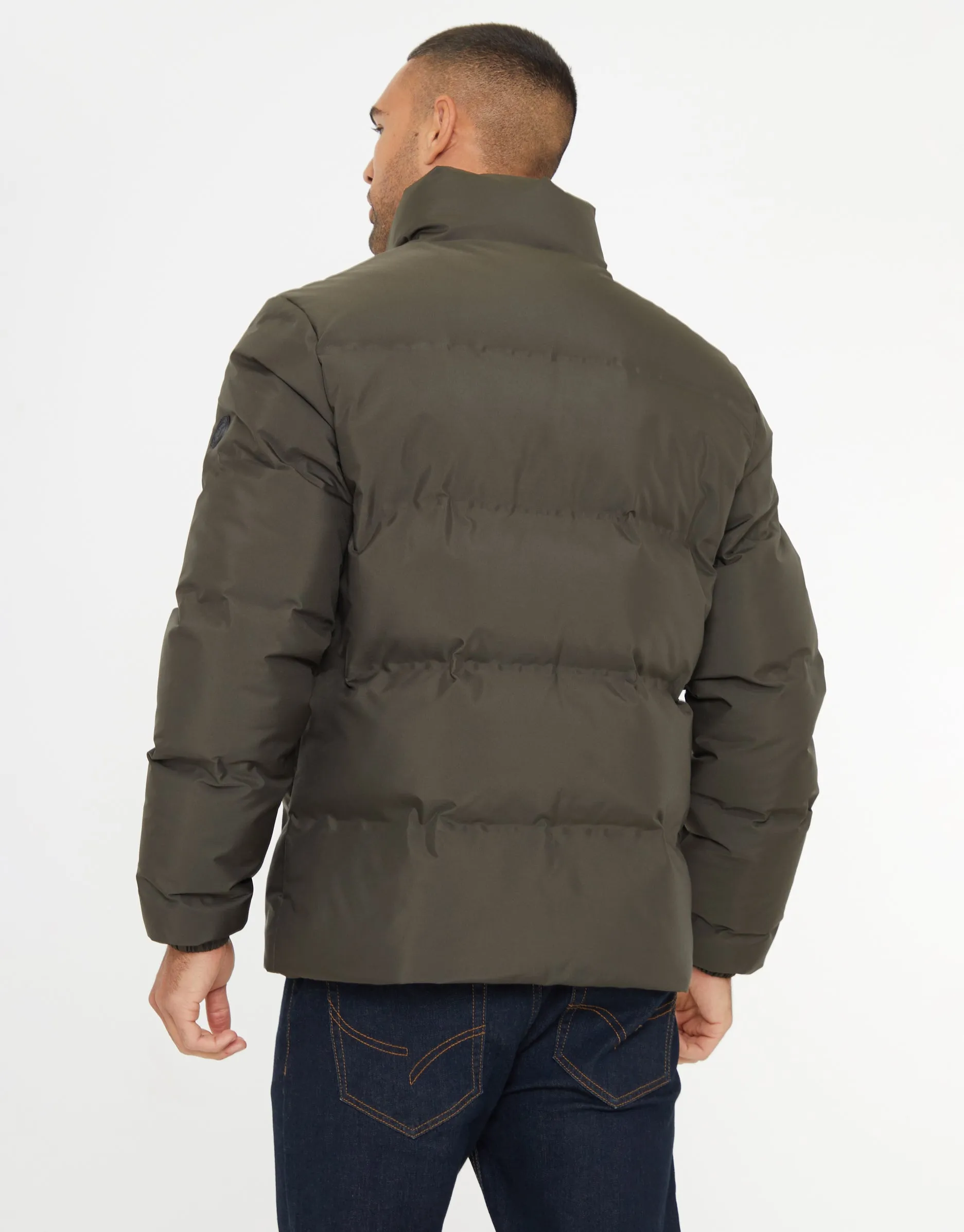 Men's Khaki Funnel Neck Puffer Jacket sold by Threadbare product image thumbnail 2