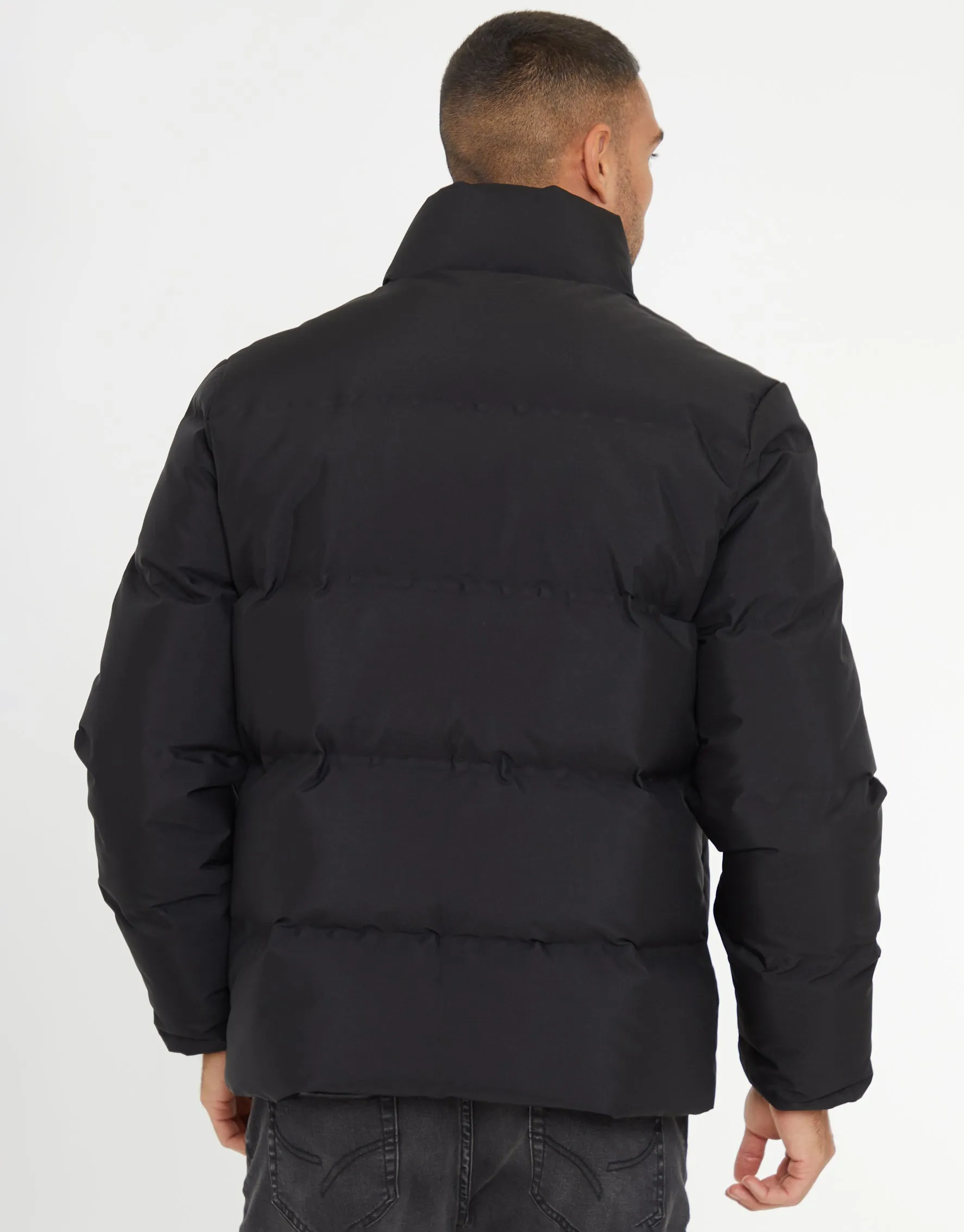 Funnel Neck Puffer Jacket in Black sold by Threadbare product image thumbnail 2