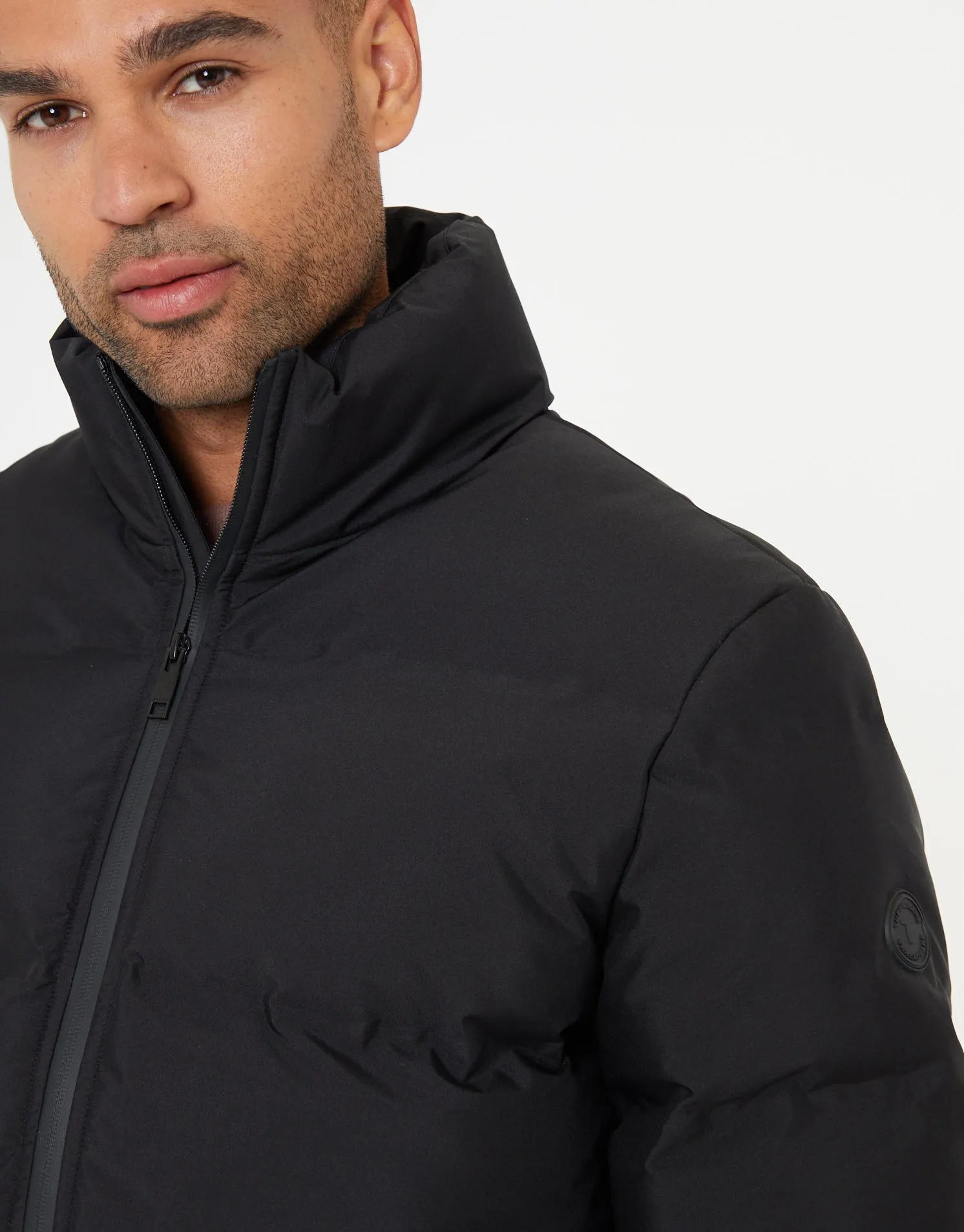 Funnel Neck Puffer Jacket in Black sold by Threadbare product image thumbnail 4