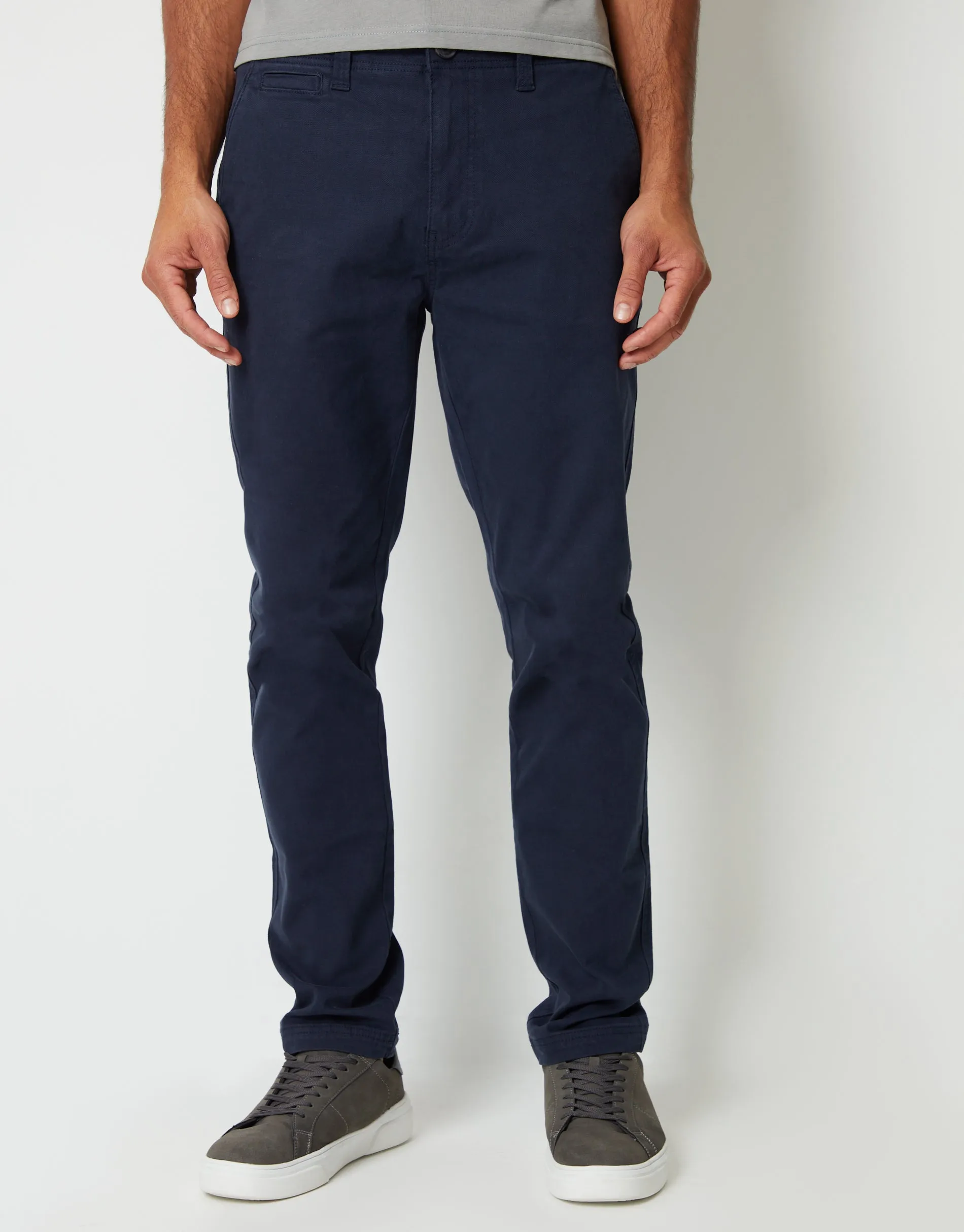 Navy Slim Fit Stretch Canvas Trousers sold by Threadbare