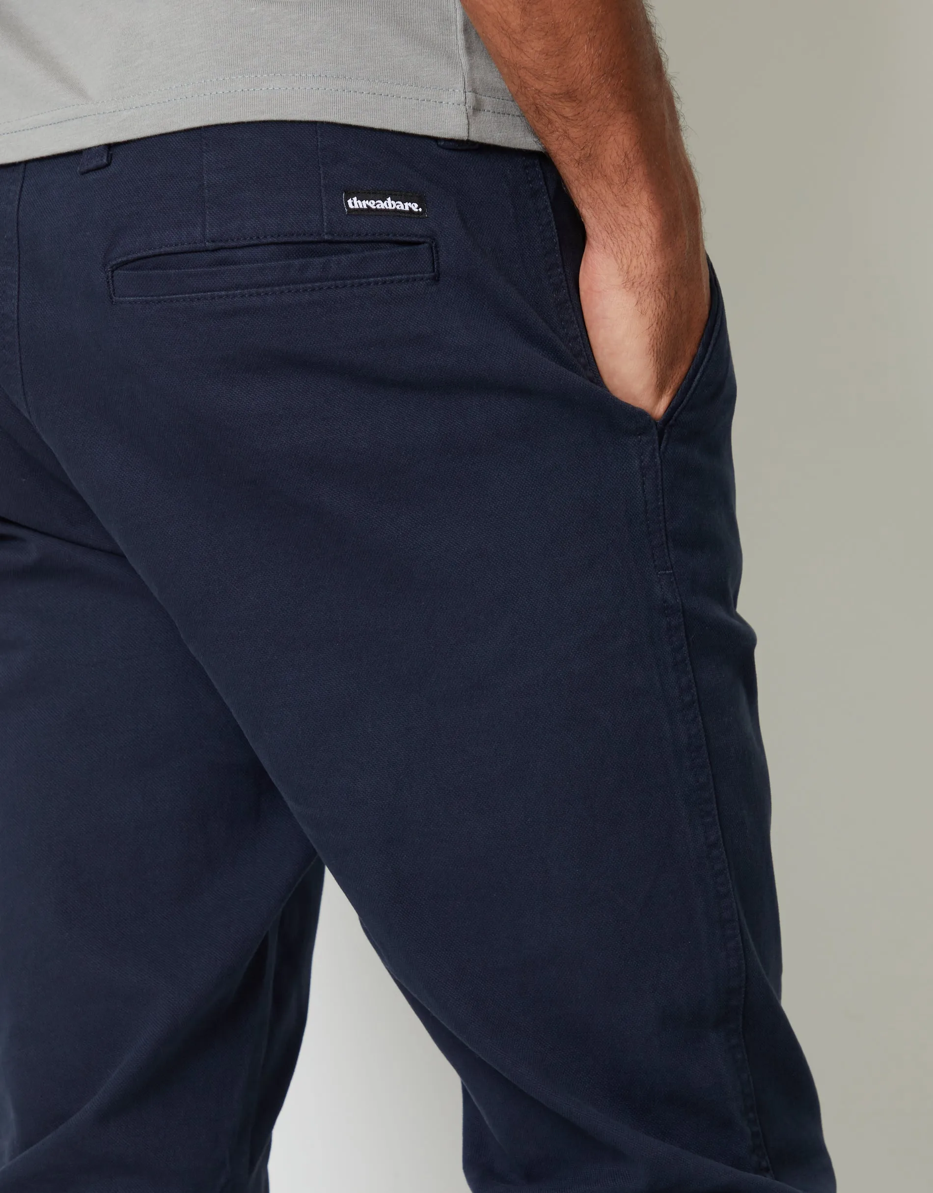 Navy Slim Fit Stretch Canvas Trousers sold by Threadbare product image thumbnail 4