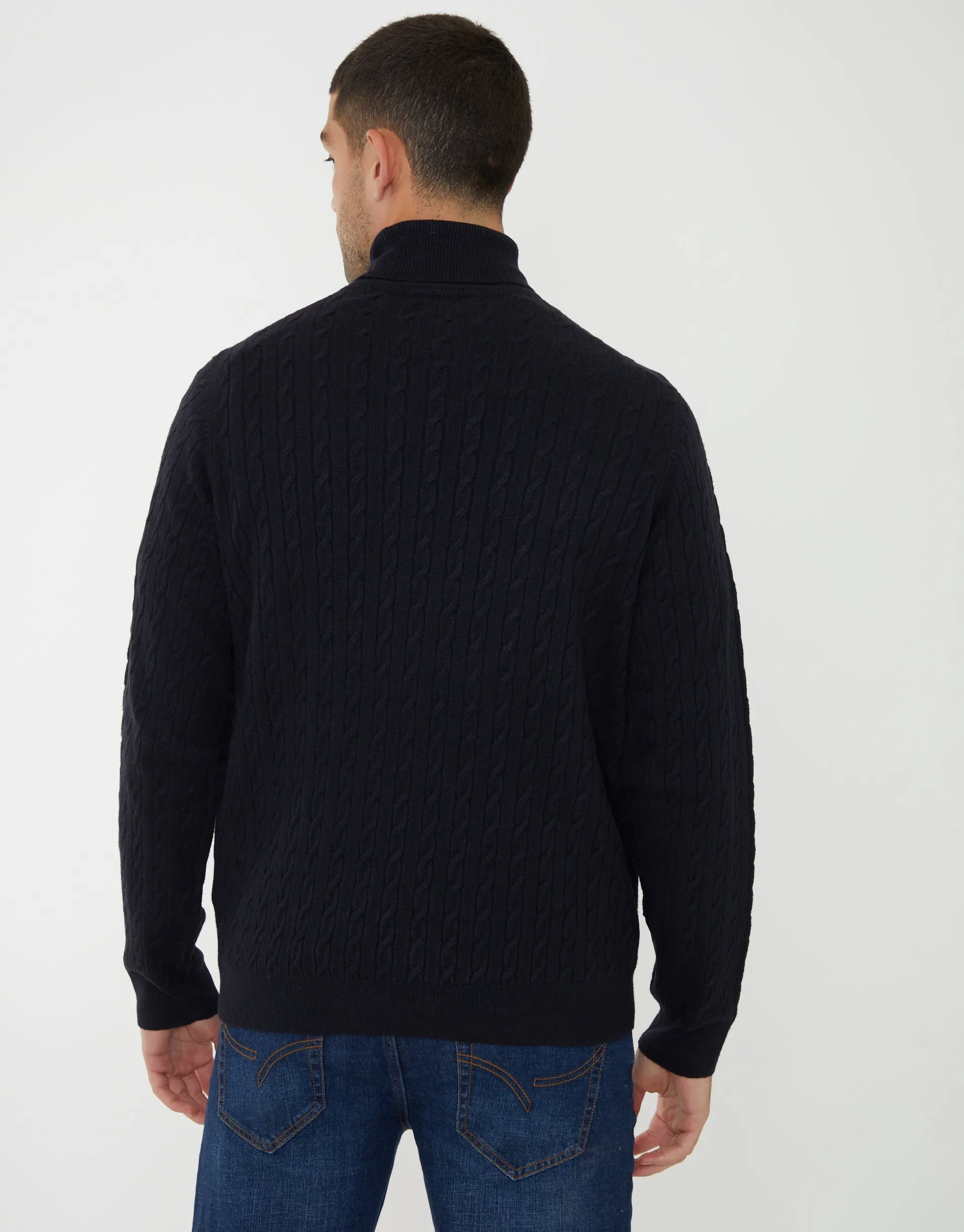 Threadbare Men's Navy Cable Knit Roll Neck Jumper sold by Threadbare product image thumbnail 2