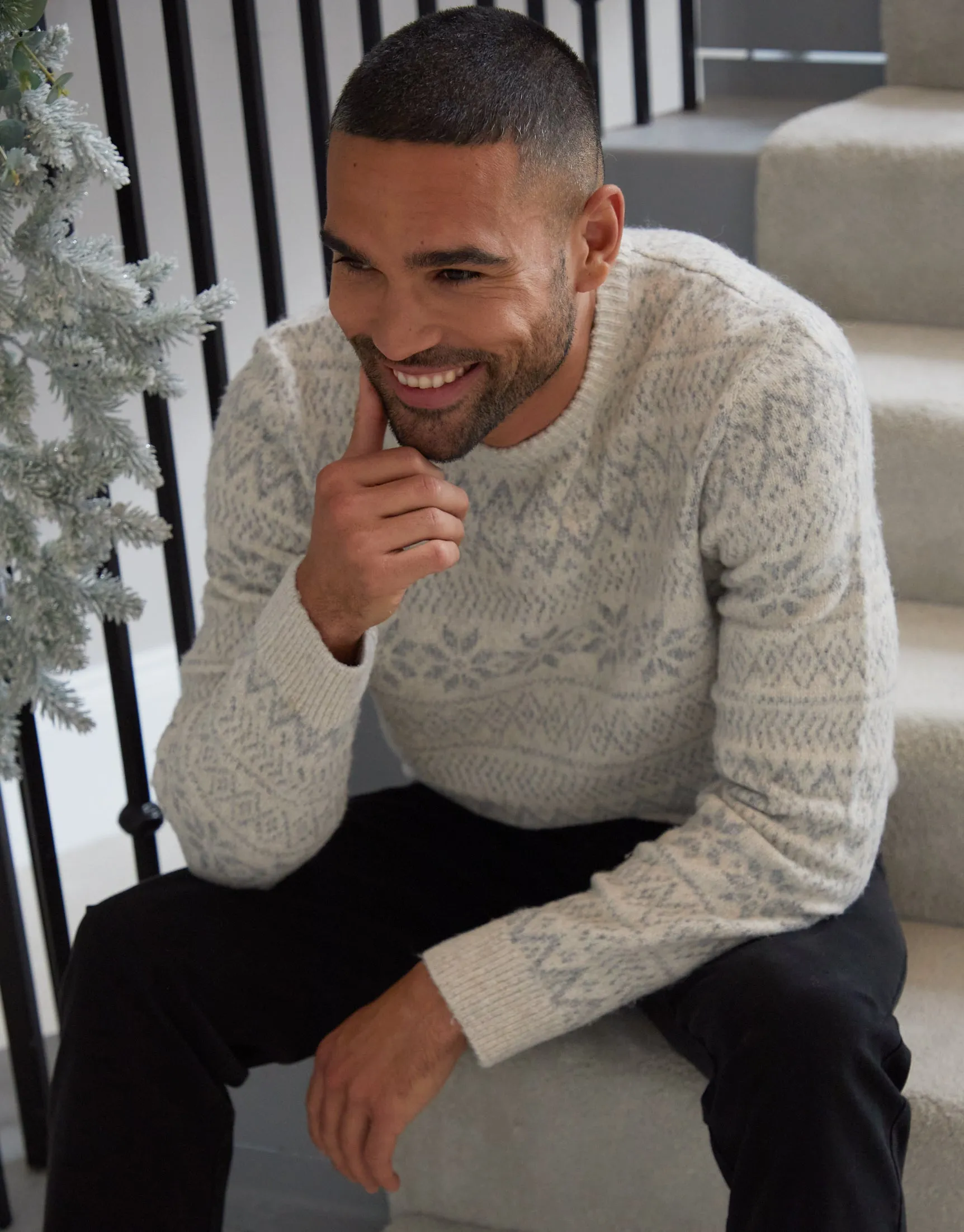 Ecru Christmas Fairisle Crew Neck Jumper sold by Threadbare product image thumbnail 3