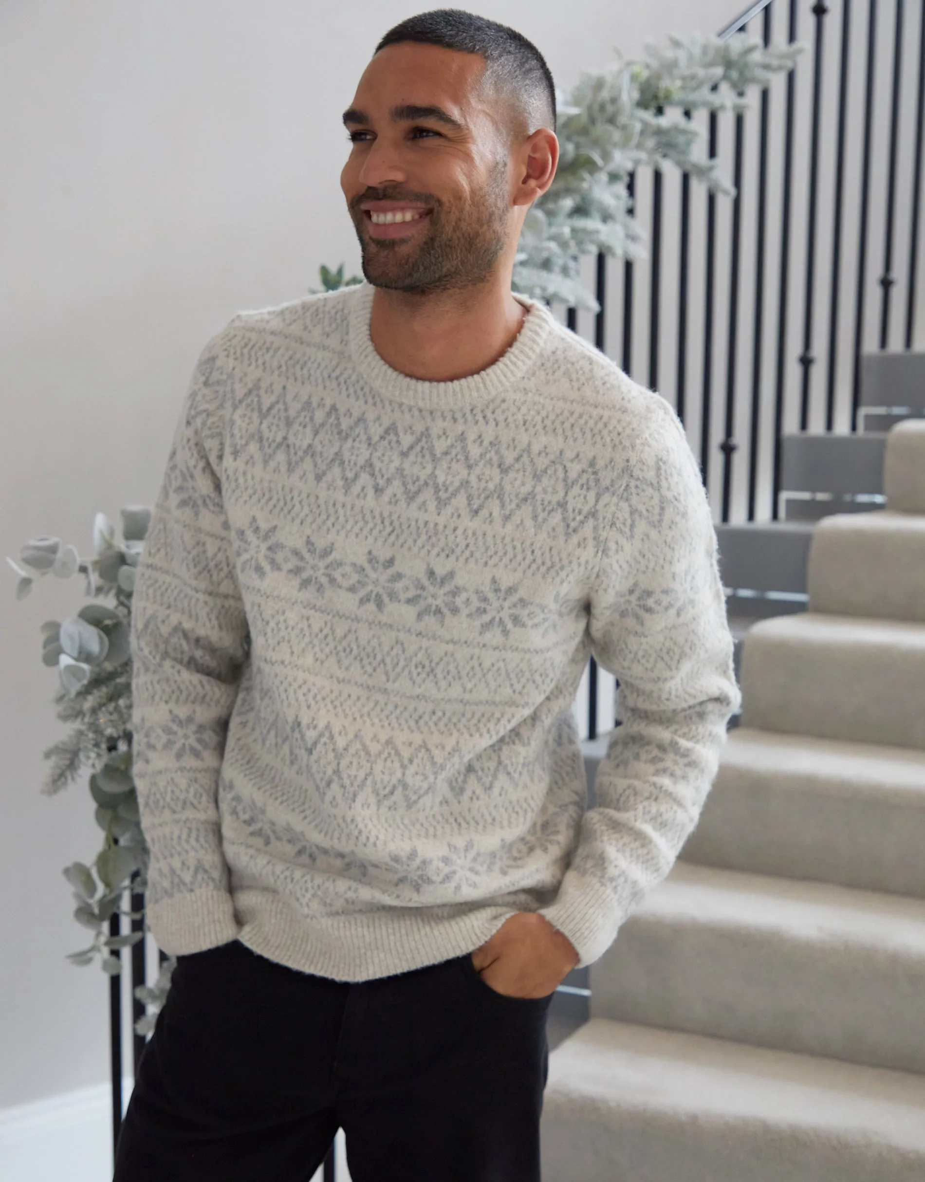 Ecru Christmas Fairisle Crew Neck Jumper sold by Threadbare
