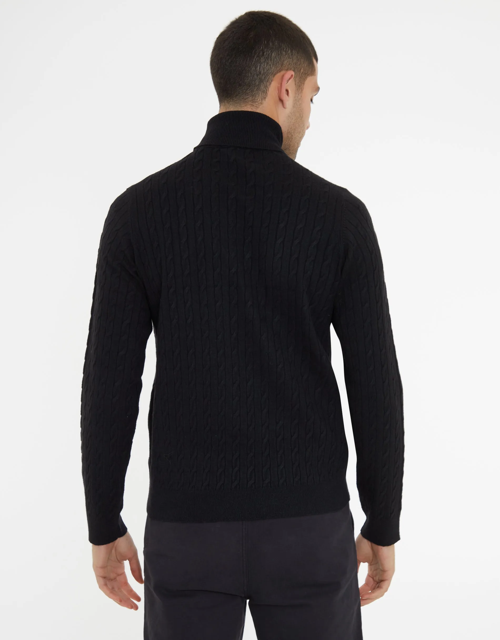 Black Cable Knit Roll Neck Jumper sold by Threadbare product image thumbnail 3