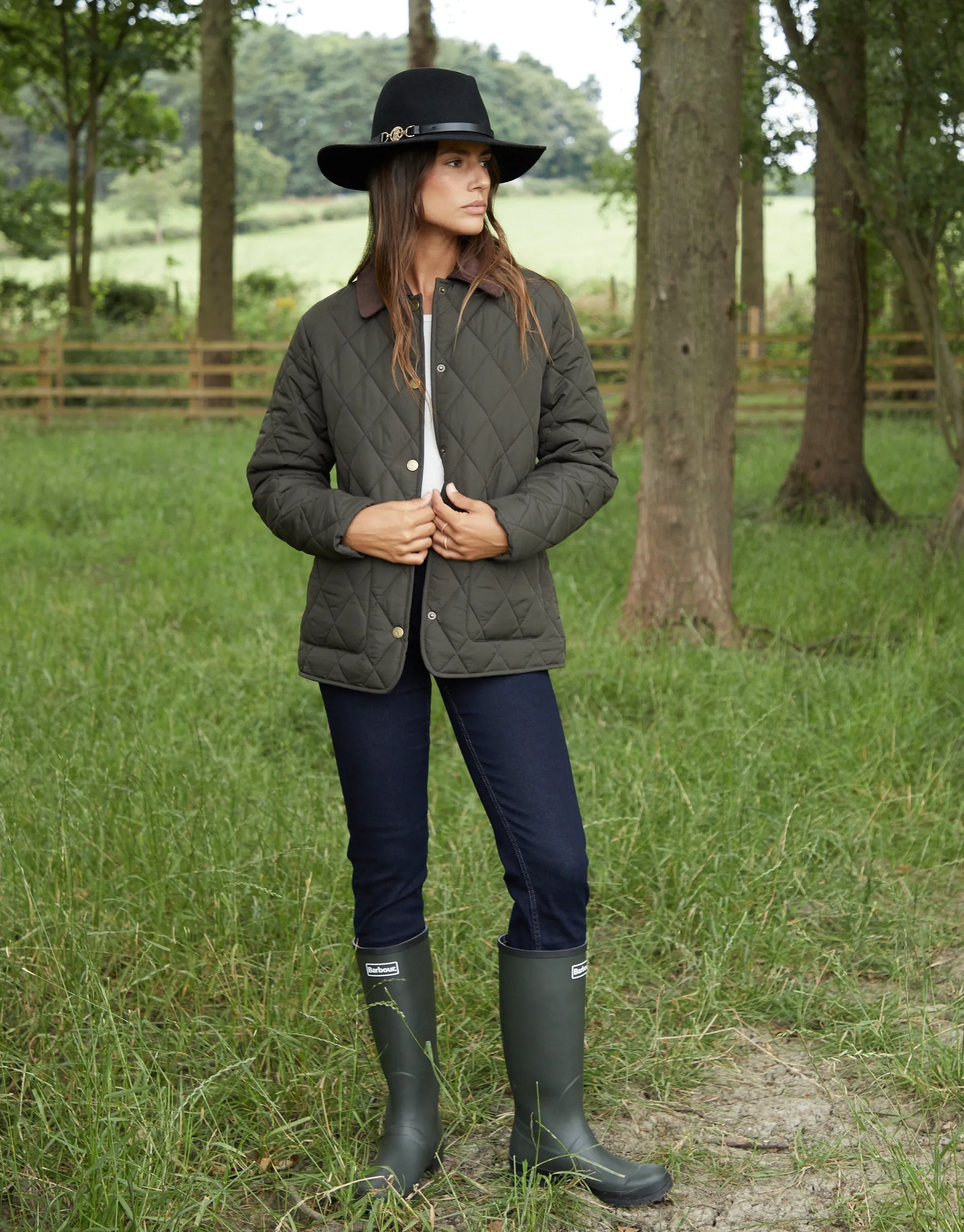 Women's Khaki Cord Collar Diamond Quilted Heritage Jacket sold by Threadbare product image thumbnail 3