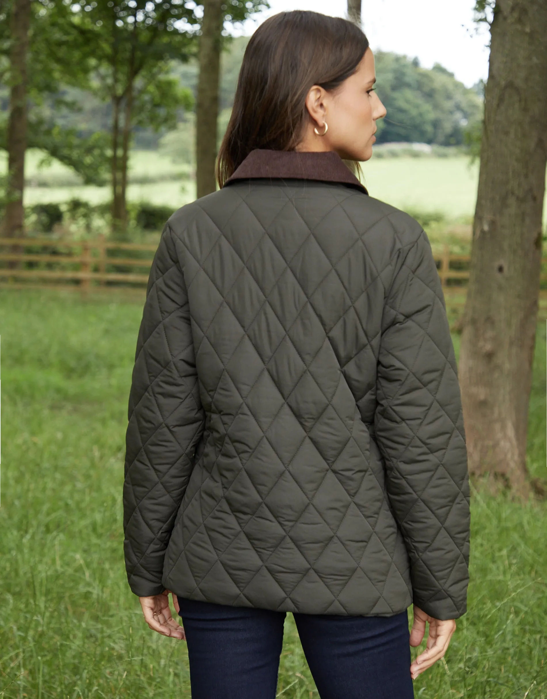 Women's Khaki Cord Collar Diamond Quilted Heritage Jacket sold by Threadbare product image thumbnail 2
