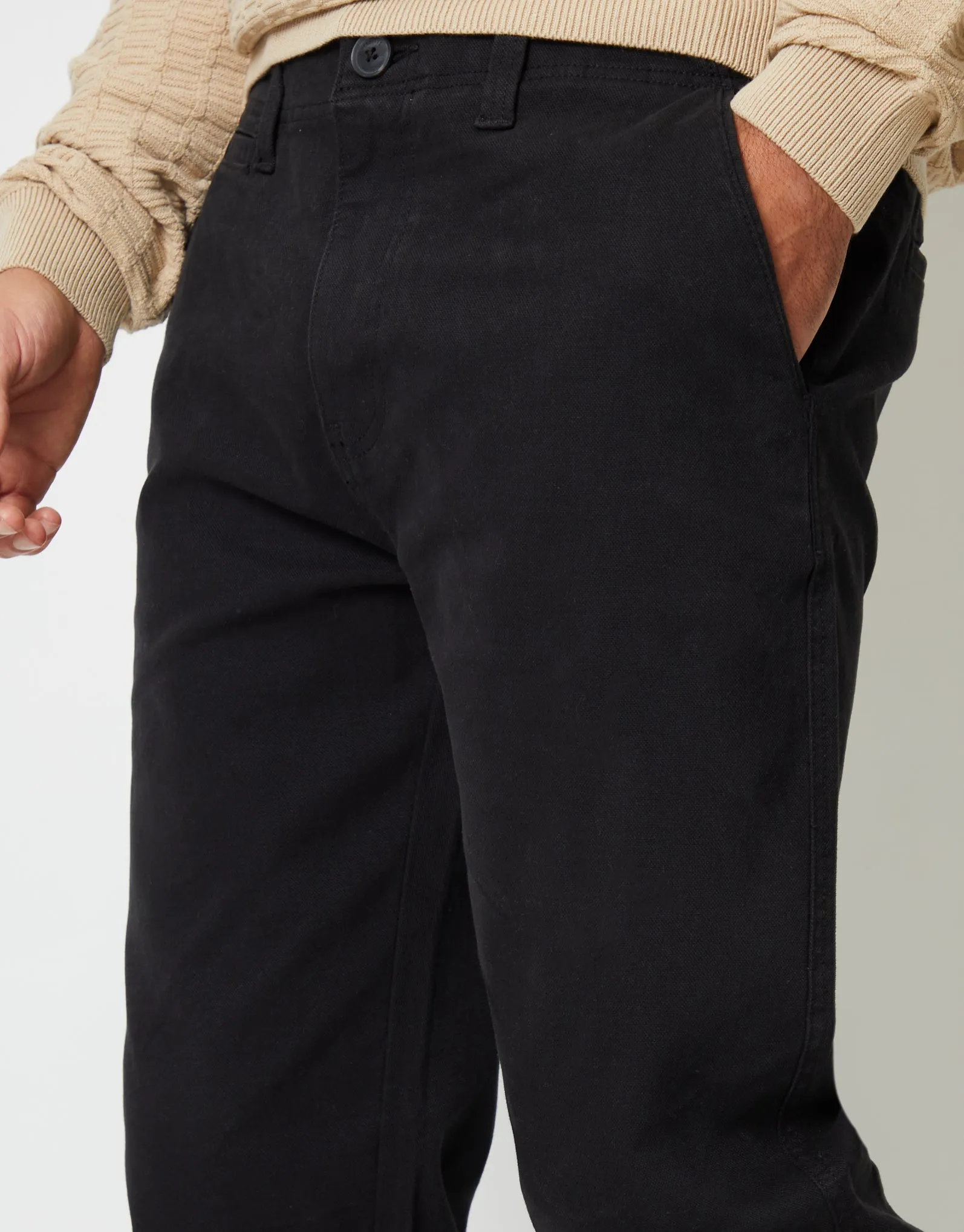 Black Straight Leg Stretch Canvas Trousers sold by Threadbare product image thumbnail 4