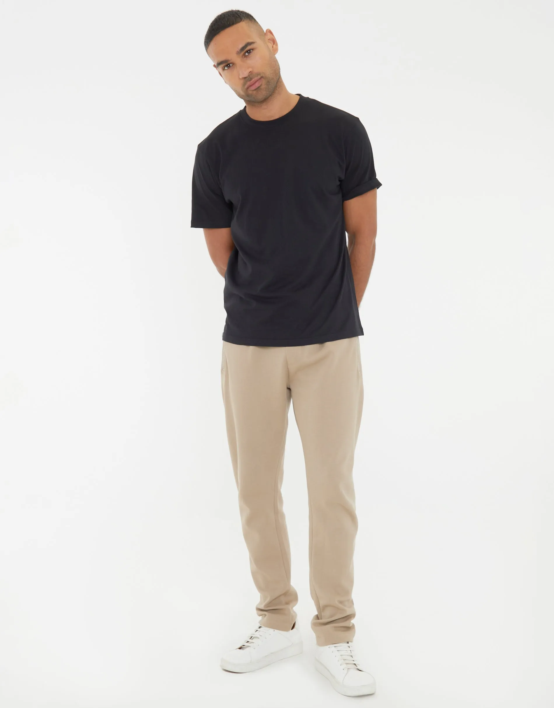Men's Stone Pique Open Hem Joggers sold by Threadbare product image thumbnail 3