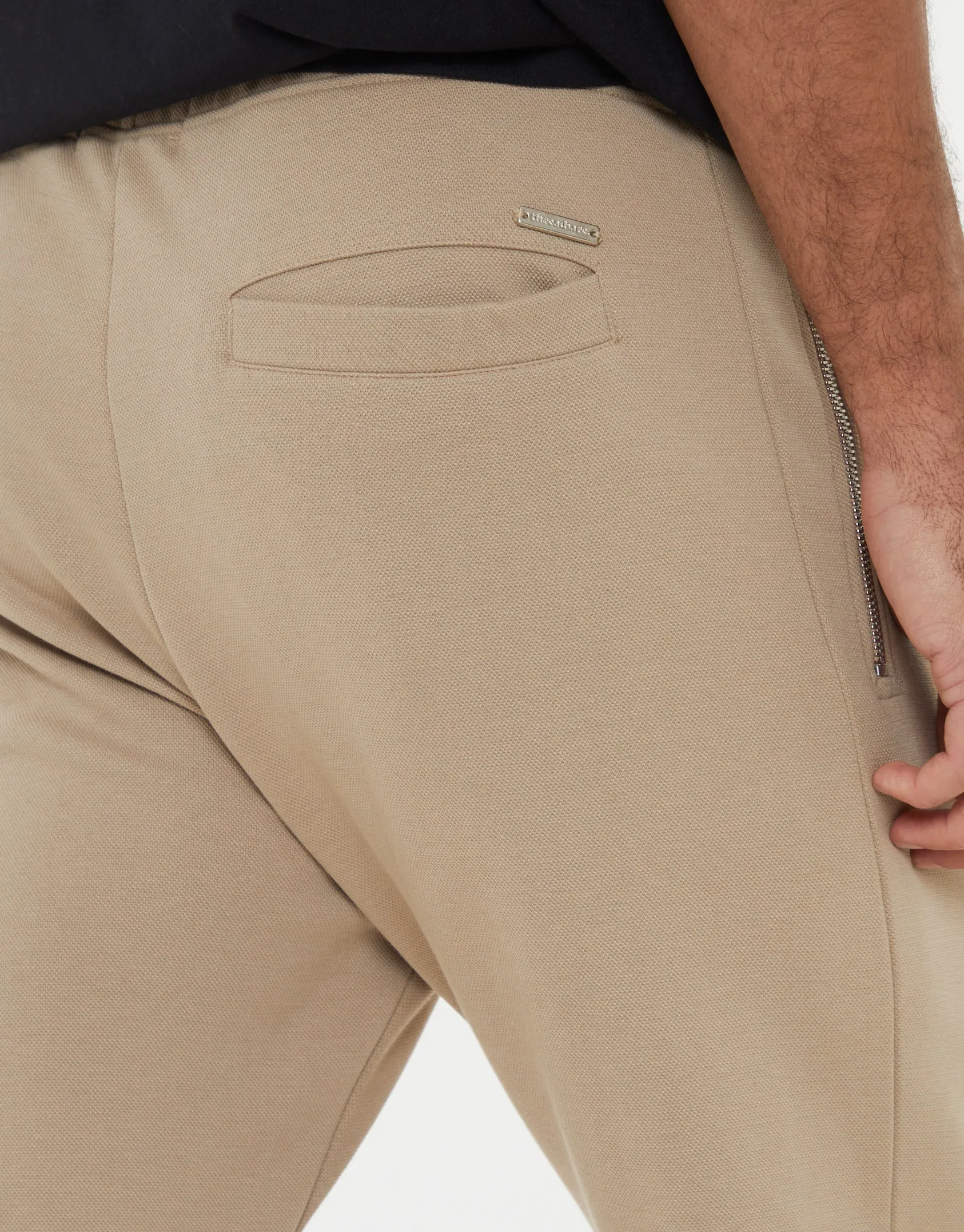 Men's Stone Pique Open Hem Joggers sold by Threadbare product image thumbnail 4