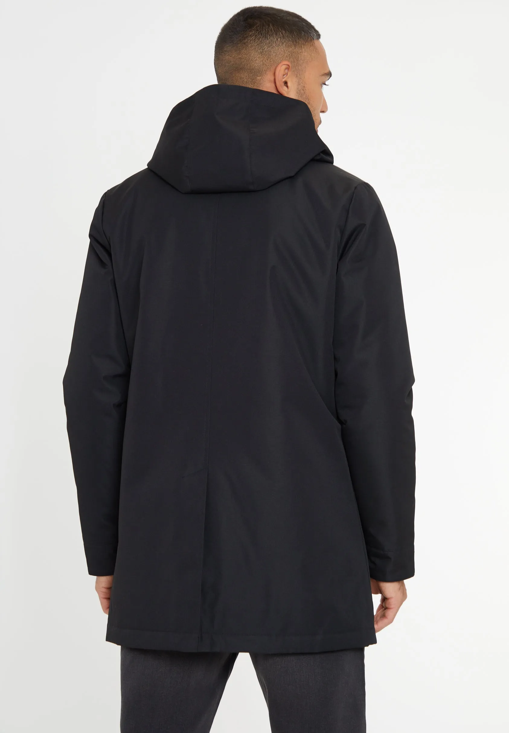 Black Showerproof 2-in-1 Mac with Concealed Hood sold by Threadbare product image thumbnail 2