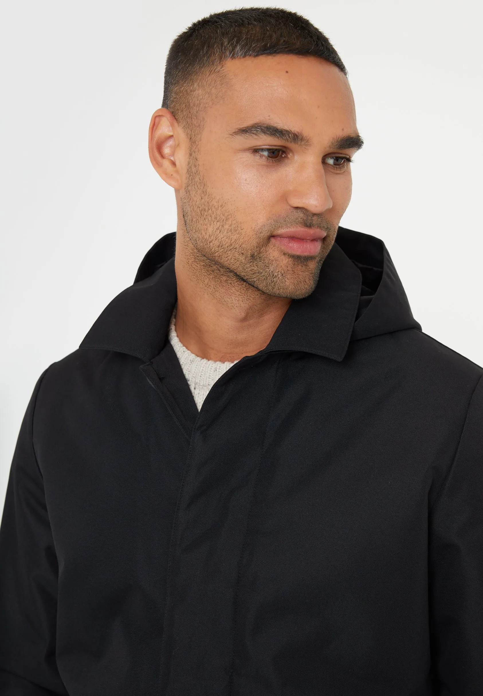 Black Showerproof 2-in-1 Mac with Concealed Hood sold by Threadbare product image thumbnail 4