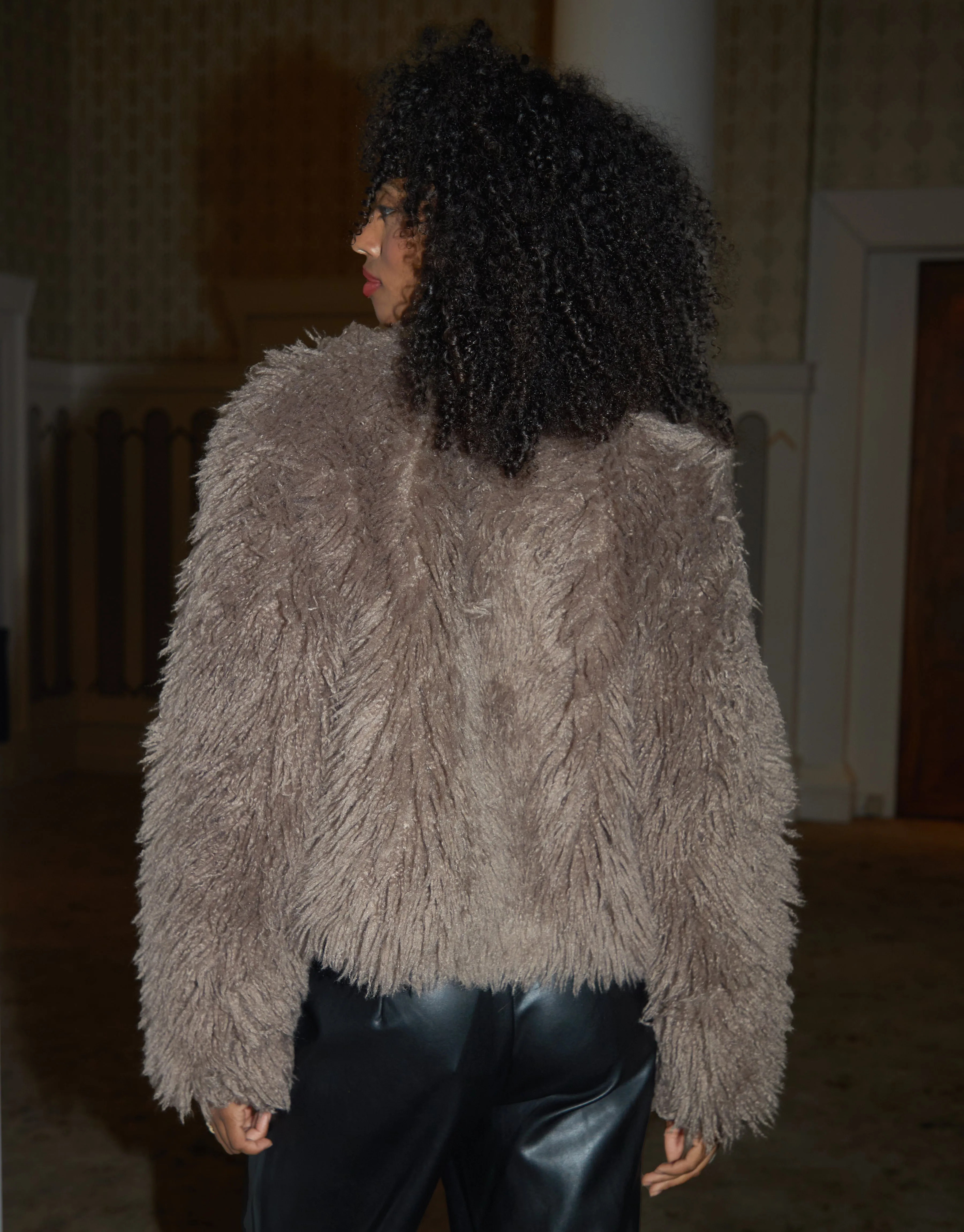 Women's Mushroom Mongolian Faux Fur Coat sold by Threadbare product image thumbnail 2