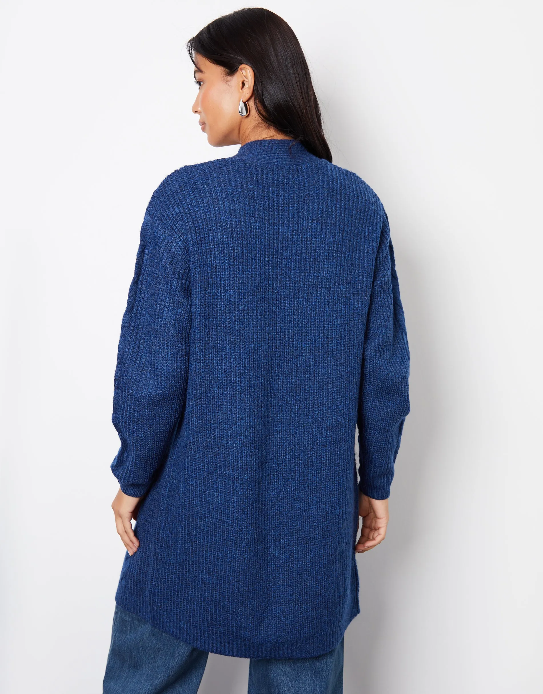 Cable Knit Cardigan in Navy sold by Threadbare product image thumbnail 2