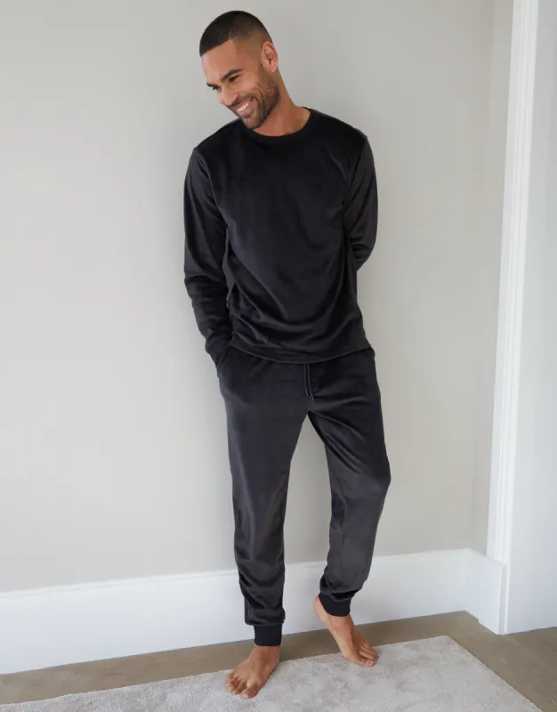 Black Soft Touch Velour Loungewear Set (2-Piece Set) sold by Threadbare