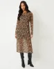Women's Leopard Print Long Sleeve Sheer Maxi Dress sold by Threadbare