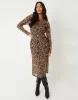 Women's Leopard Print Long Sleeve Sheer Maxi Dress sold by Threadbare