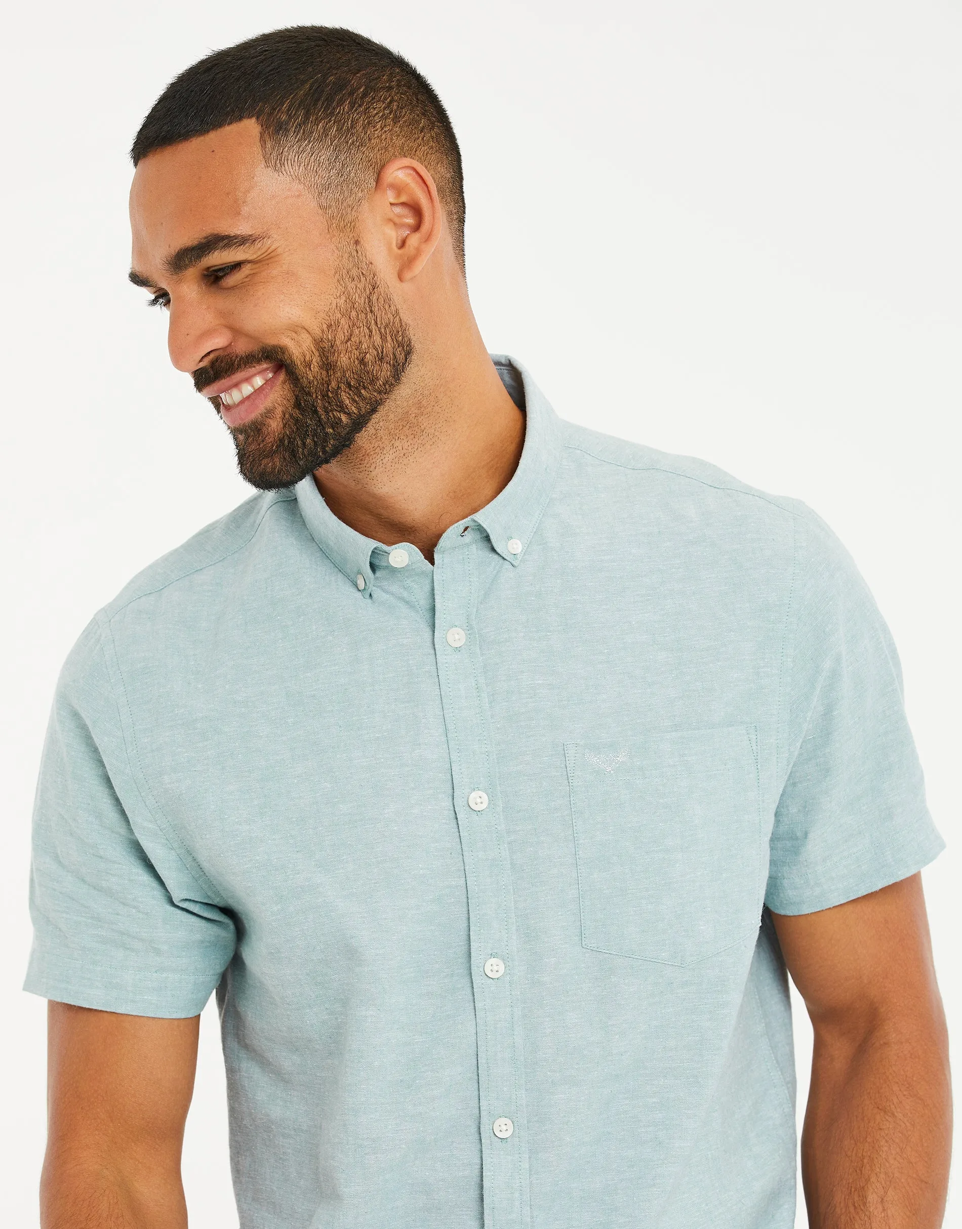 Men's Mint Short Sleeve Linen Blend Shirt sold by Threadbare product image thumbnail 4