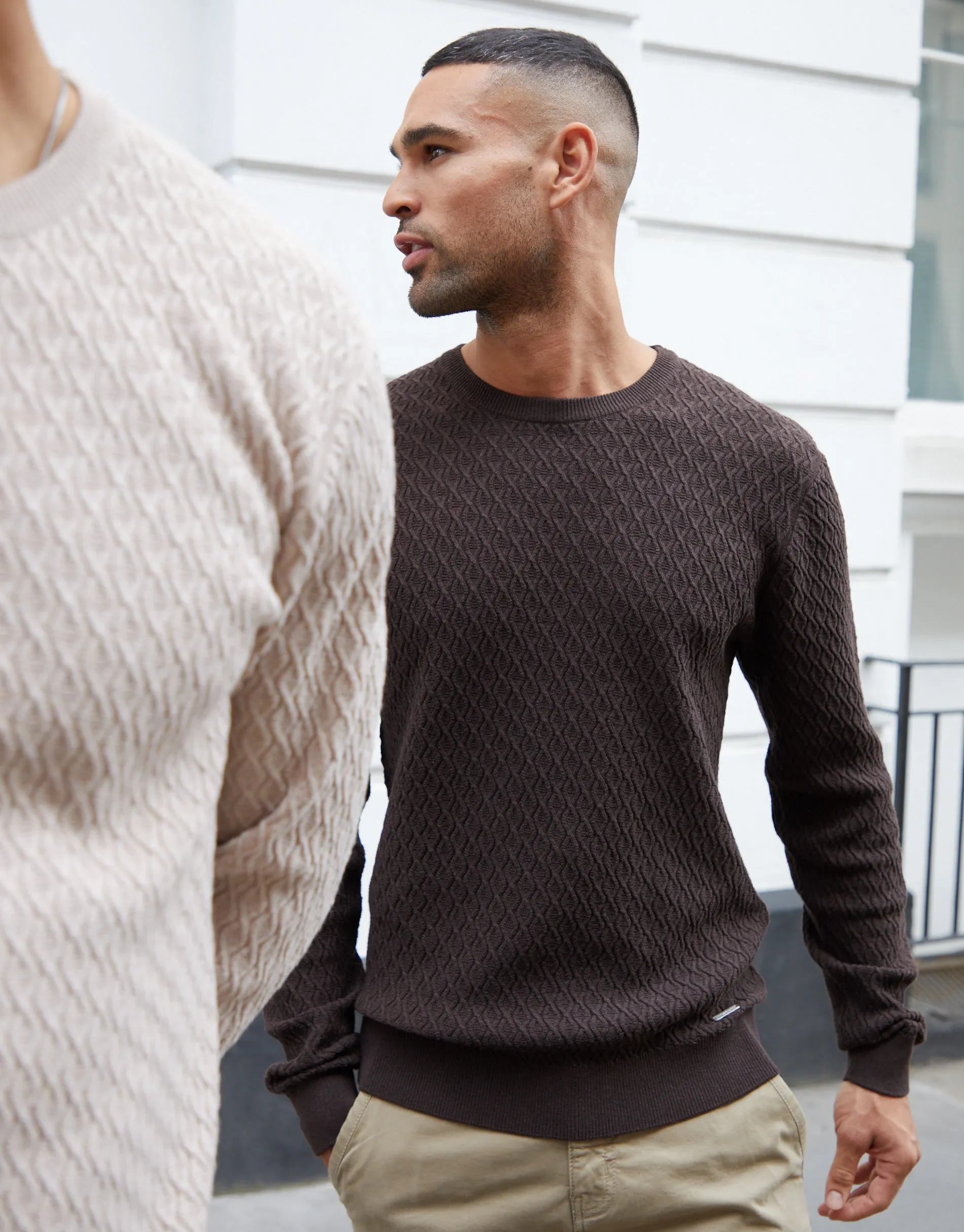 Chocolate Brown Mini Cable Knit Crew Neck Jumper sold by Threadbare product image thumbnail 3
