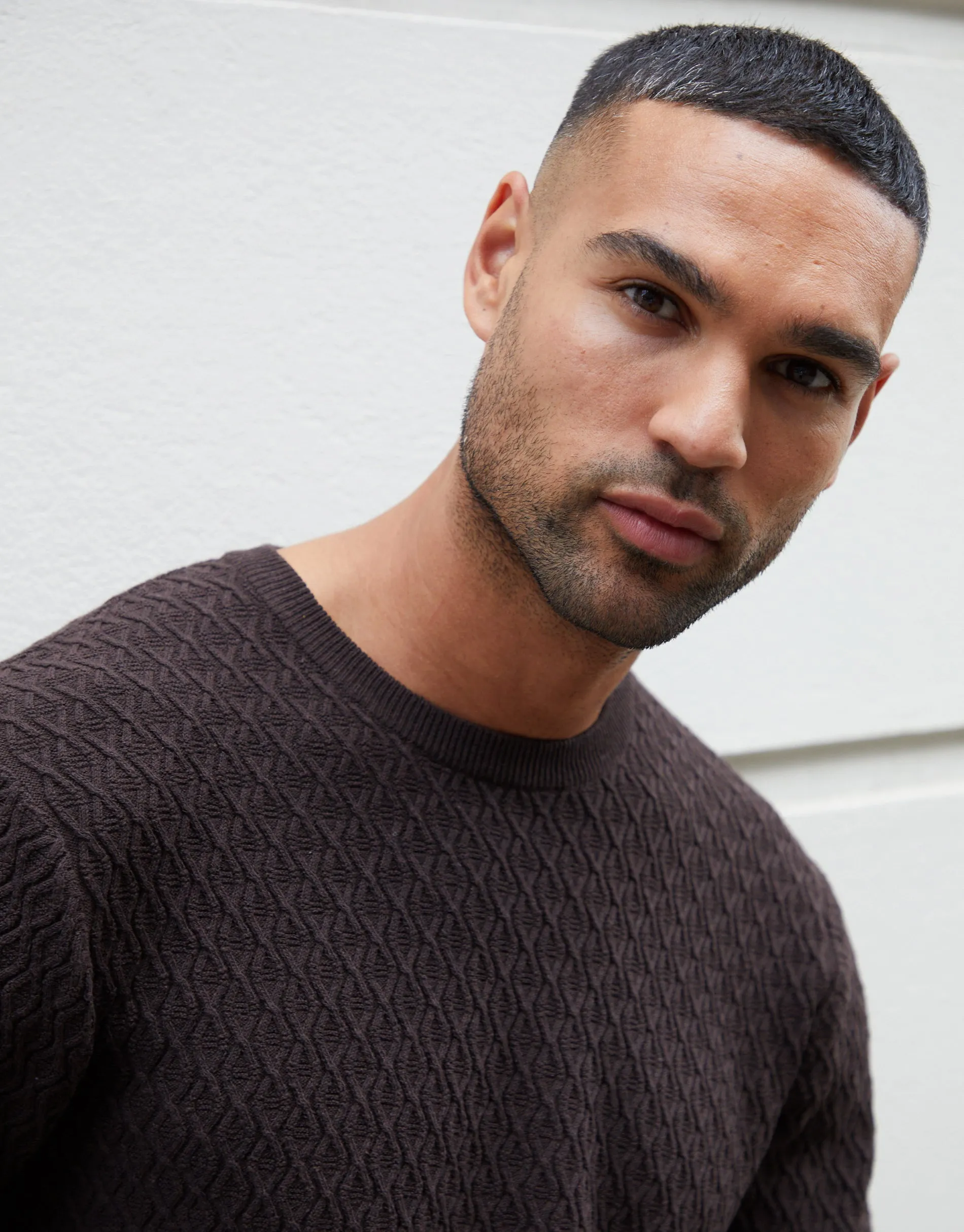 Chocolate Brown Mini Cable Knit Crew Neck Jumper sold by Threadbare product image thumbnail 2