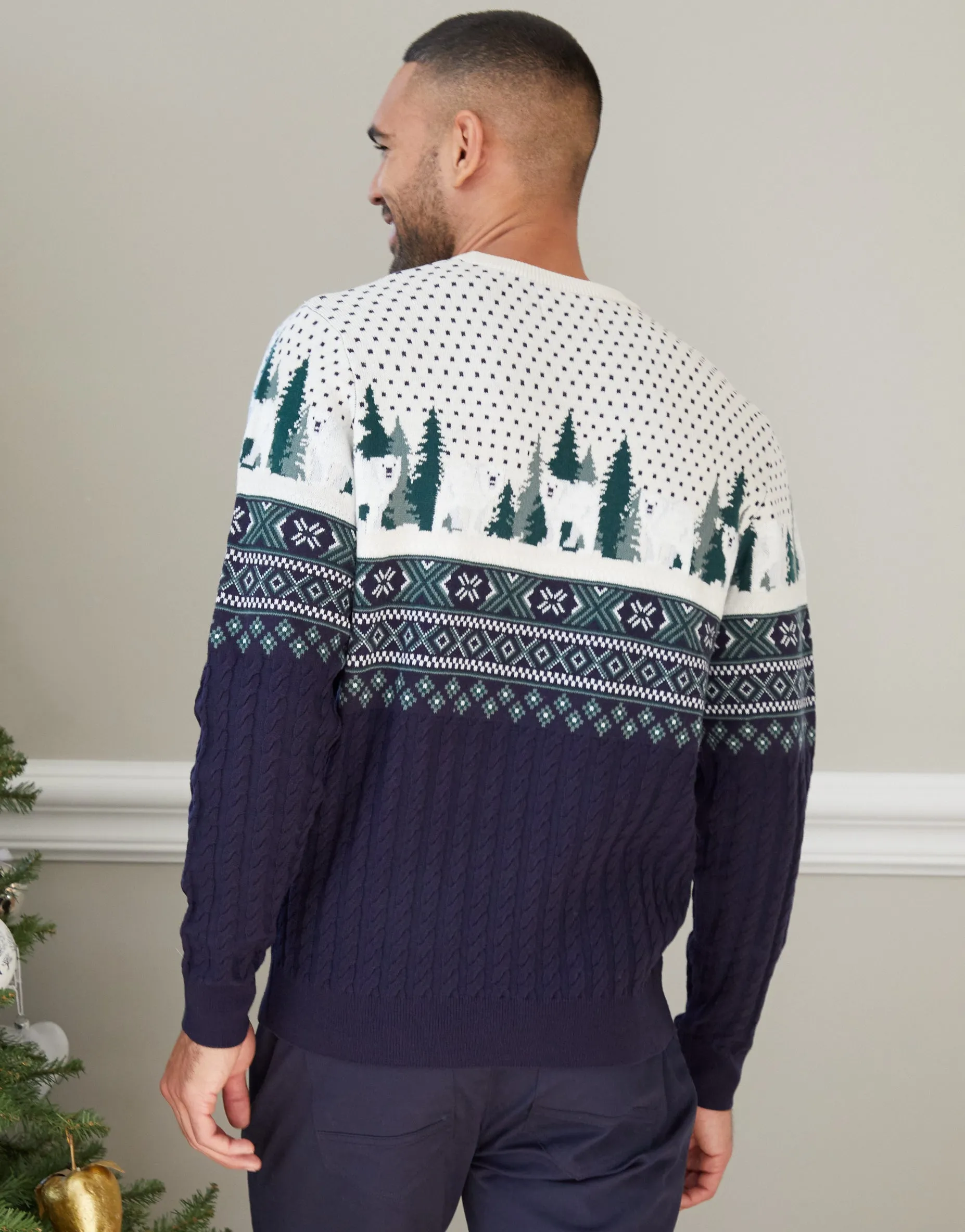Navy Cable Knit Fairisle Christmas Jumper sold by Threadbare product image thumbnail 2