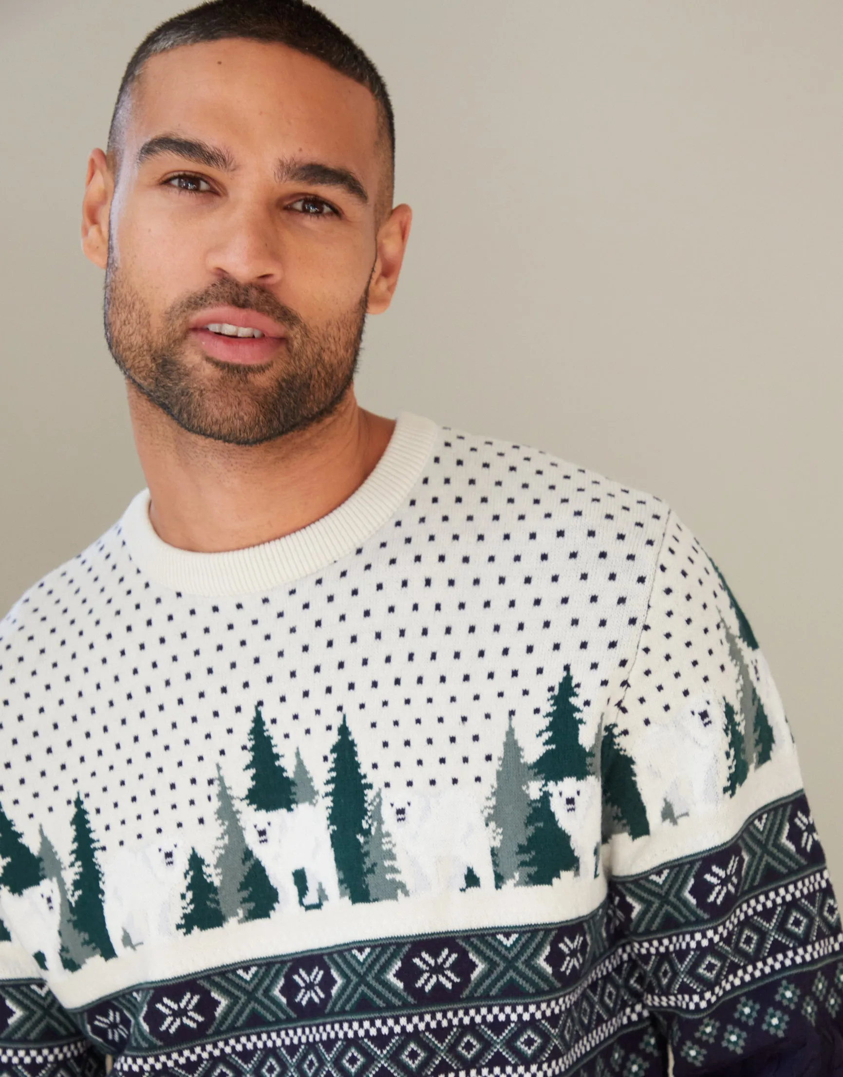 Navy Cable Knit Fairisle Christmas Jumper sold by Threadbare product image thumbnail 4