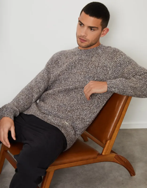 Brown Raglan Sleeve Crew Neck Jumper made by Threadbare