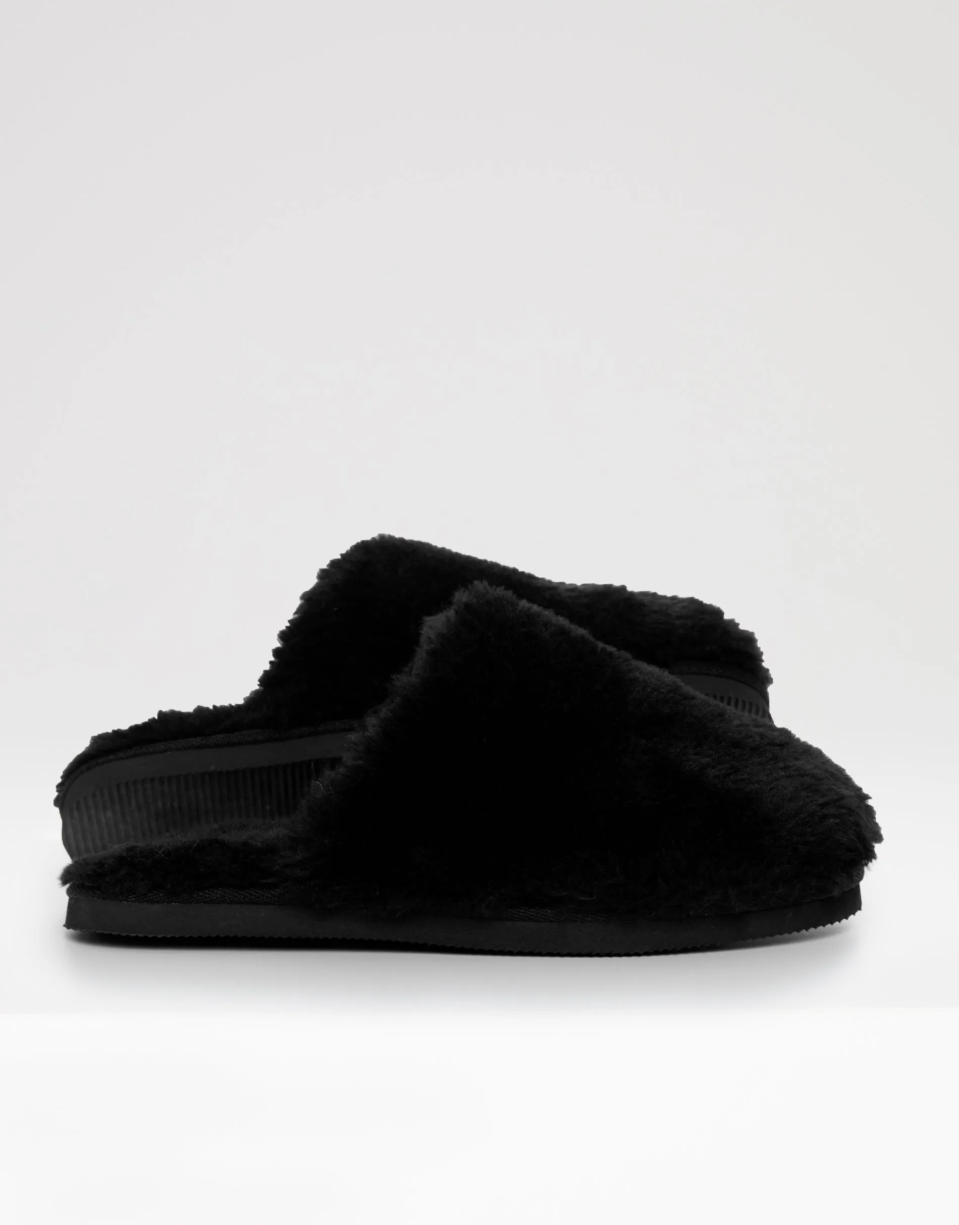 Black Faux Fur Mule Slippers sold by Threadbare product image thumbnail 2