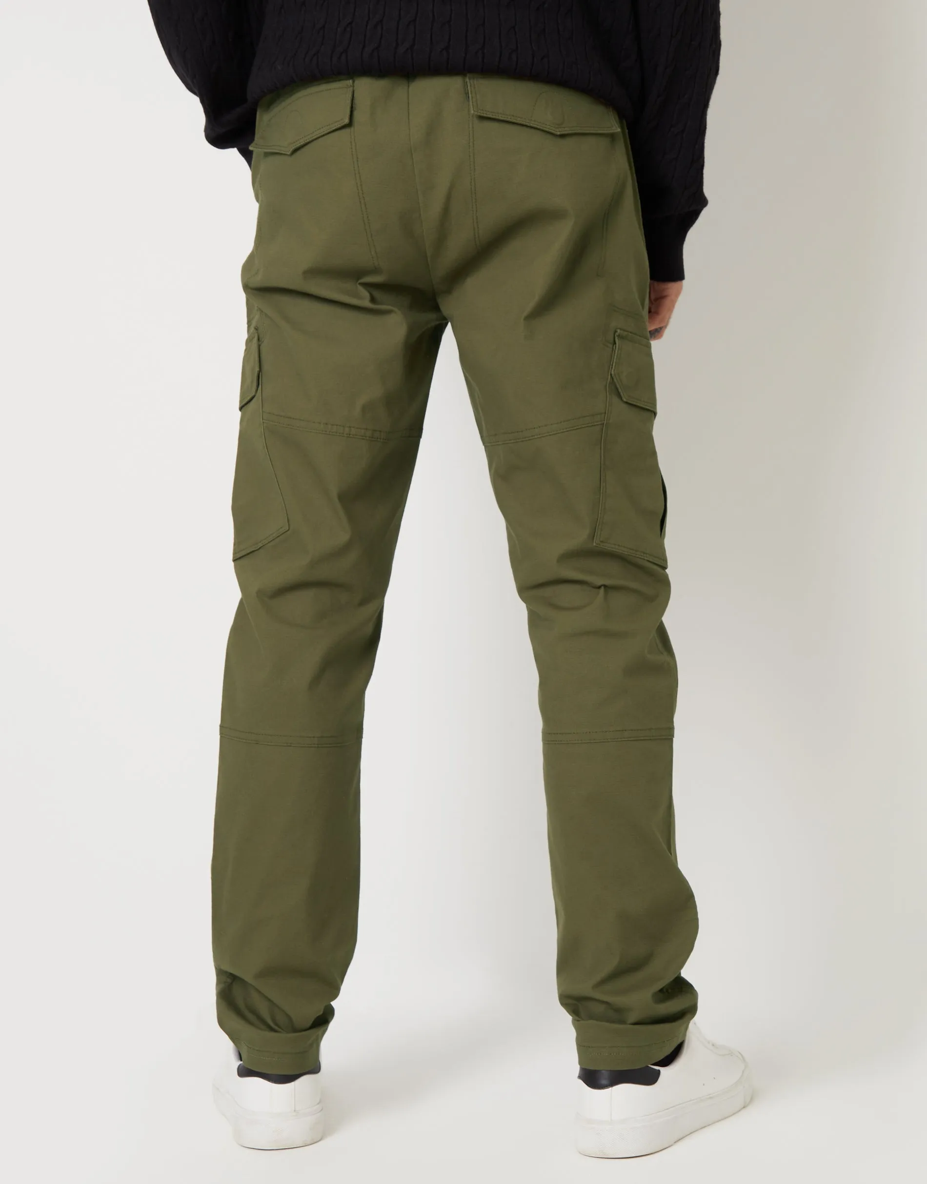 Threadbare Men's Khaki Green Drawcord Cargo Trousers sold by Threadbare product image thumbnail 2