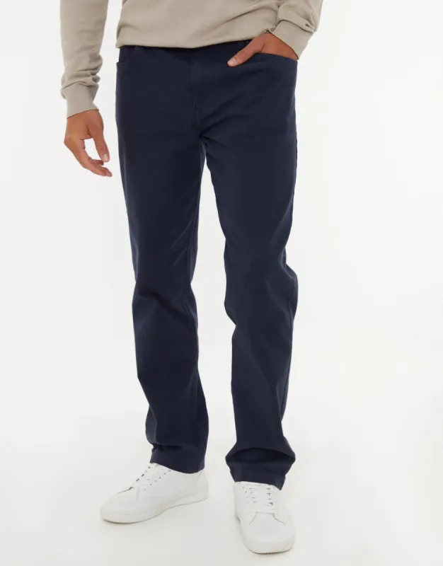 Navy Straight Leg Canvas Trousers sold by Threadbare