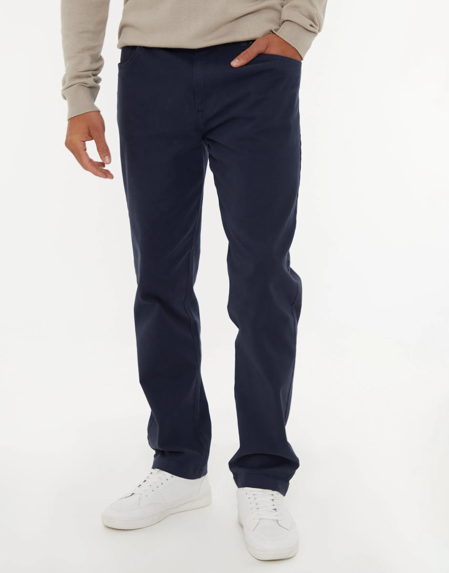 Navy Straight Leg Canvas Trousers sold by Threadbare