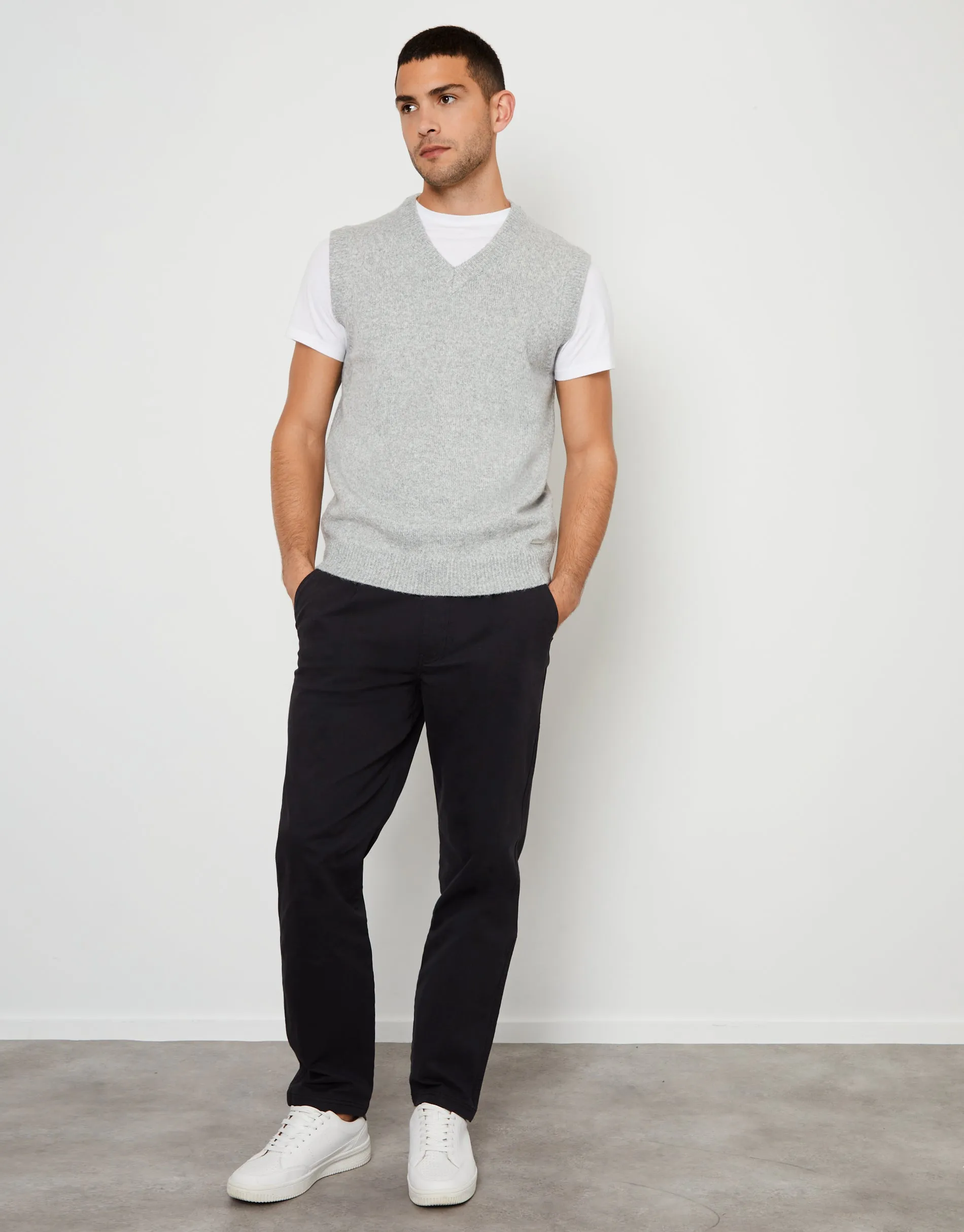 Men's Grey Marl V-Neck Knitted Vest sold by Threadbare product image thumbnail 3