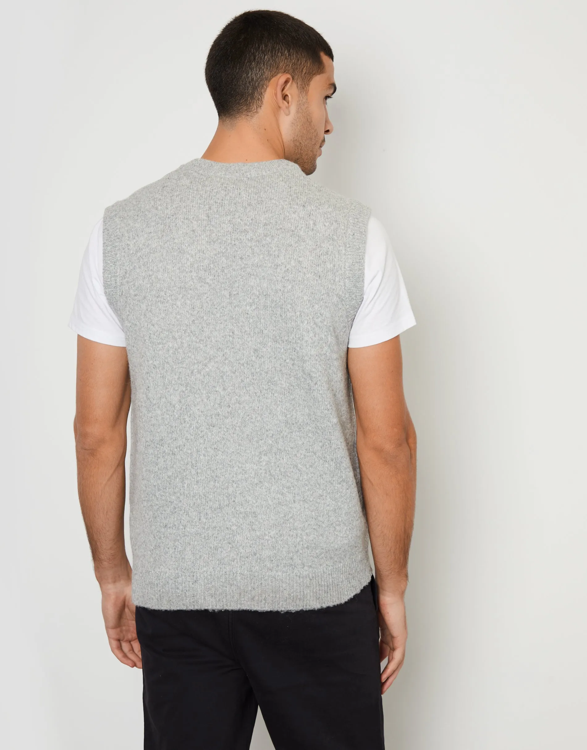 Men's Grey Marl V-Neck Knitted Vest sold by Threadbare product image thumbnail 2