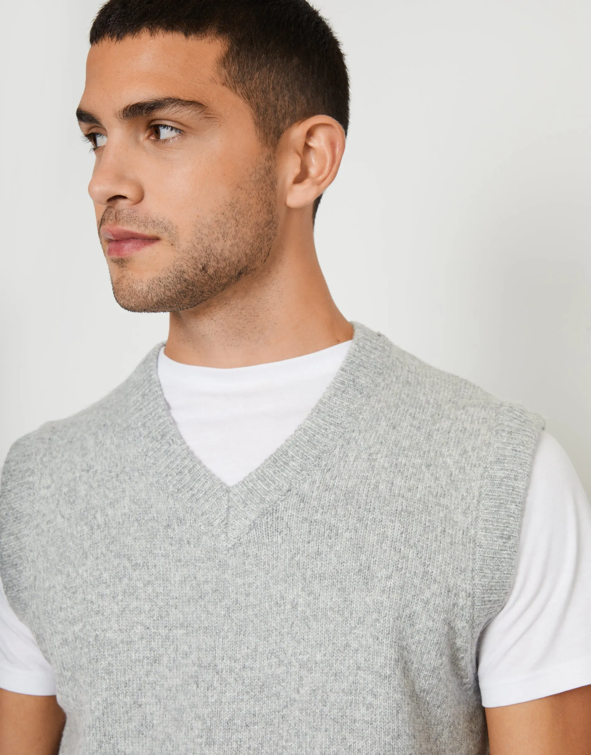 Men's Grey Marl V-Neck Knitted Vest sold by Threadbare product image thumbnail 4