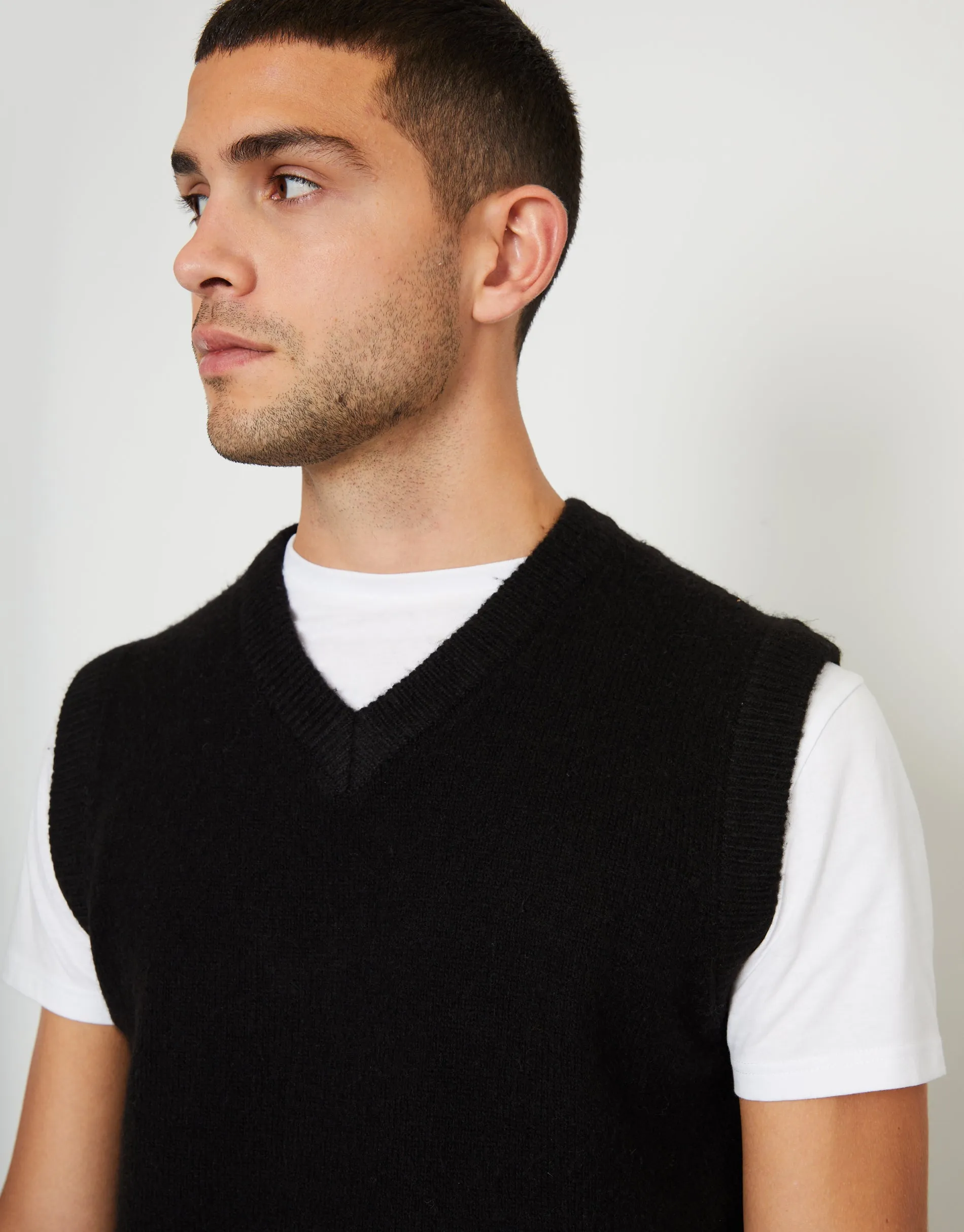 Men's Black V-Neck Knitted Vest sold by Threadbare product image thumbnail 4