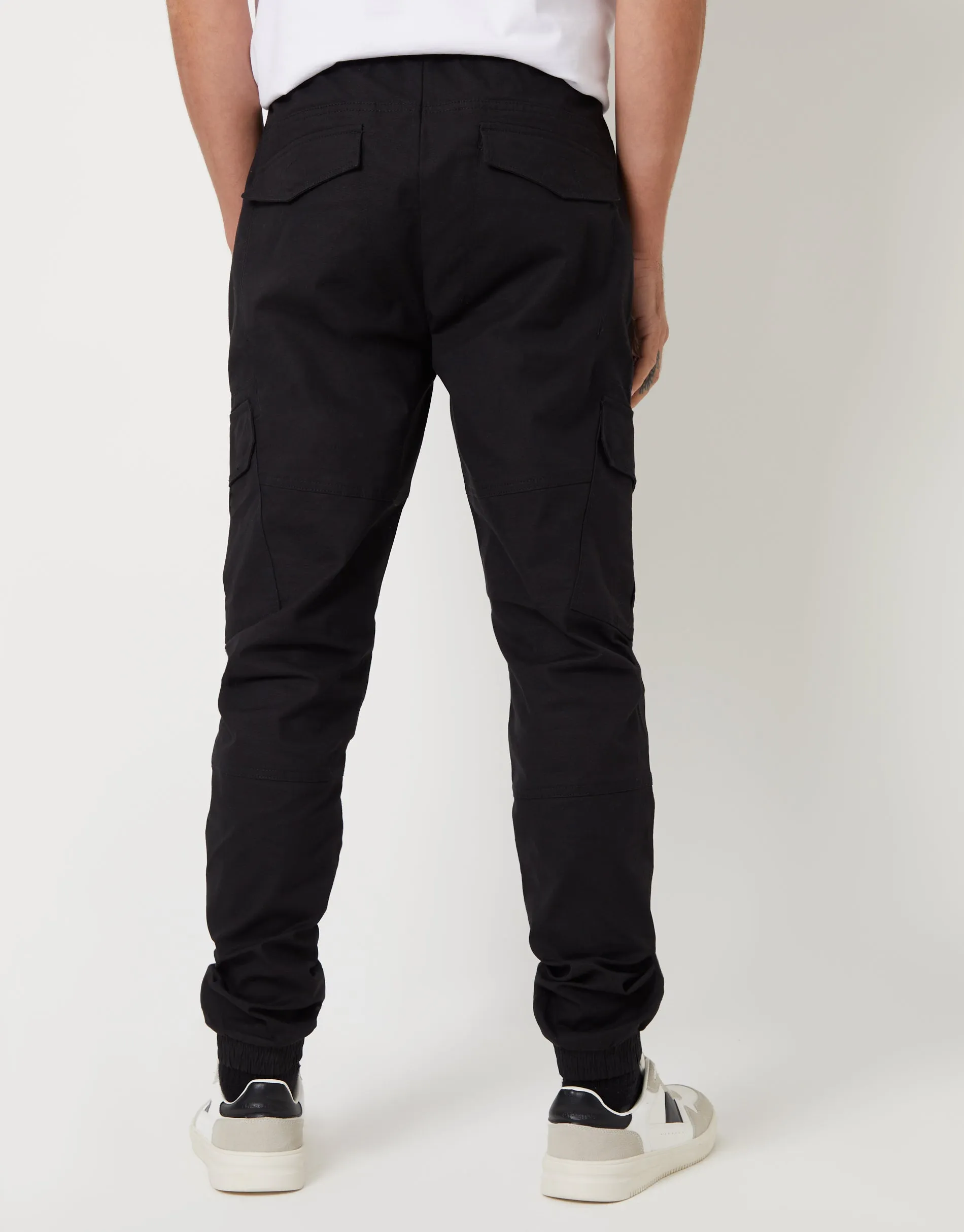 Threadbare Men's Black Drawcord Cargo Trousers sold by Threadbare product image thumbnail 2