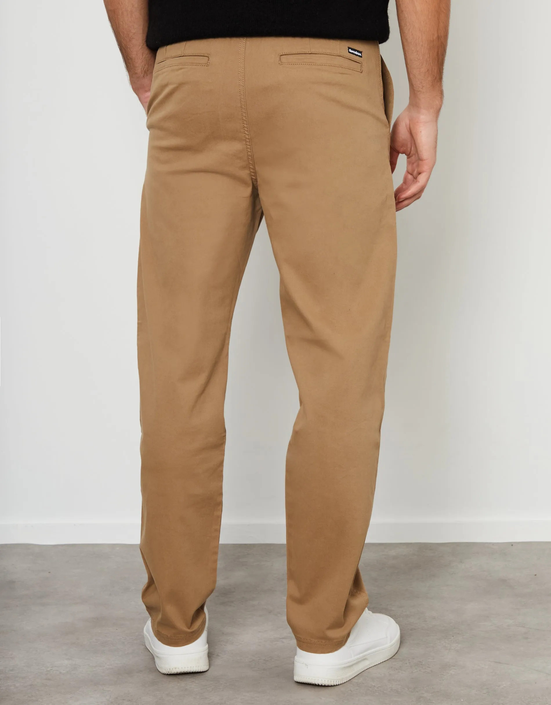 Dark Stone Straight Leg Pleated Chino Trousers sold by Threadbare product image thumbnail 2