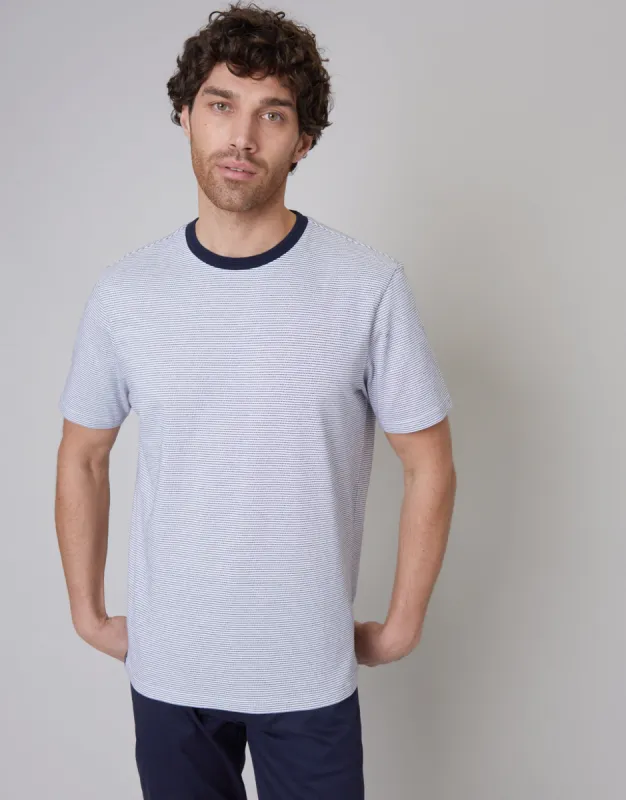 Men's White Dot Print Contrast Rib Collar T-Shirt sold by Threadbare