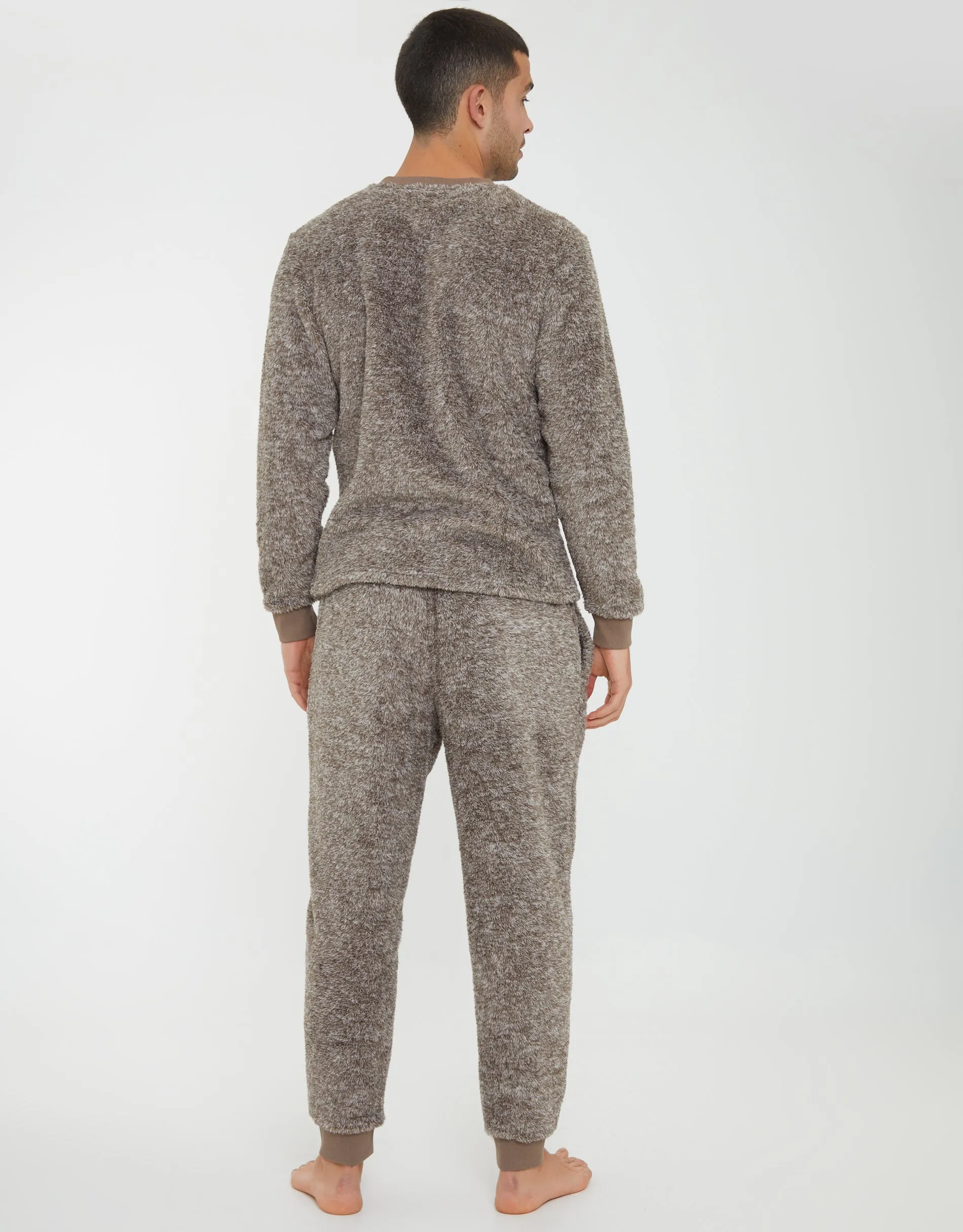 Men's Beige Two Tone Fleece Loungewear Set (2-Piece Set) sold by Threadbare product image thumbnail 2
