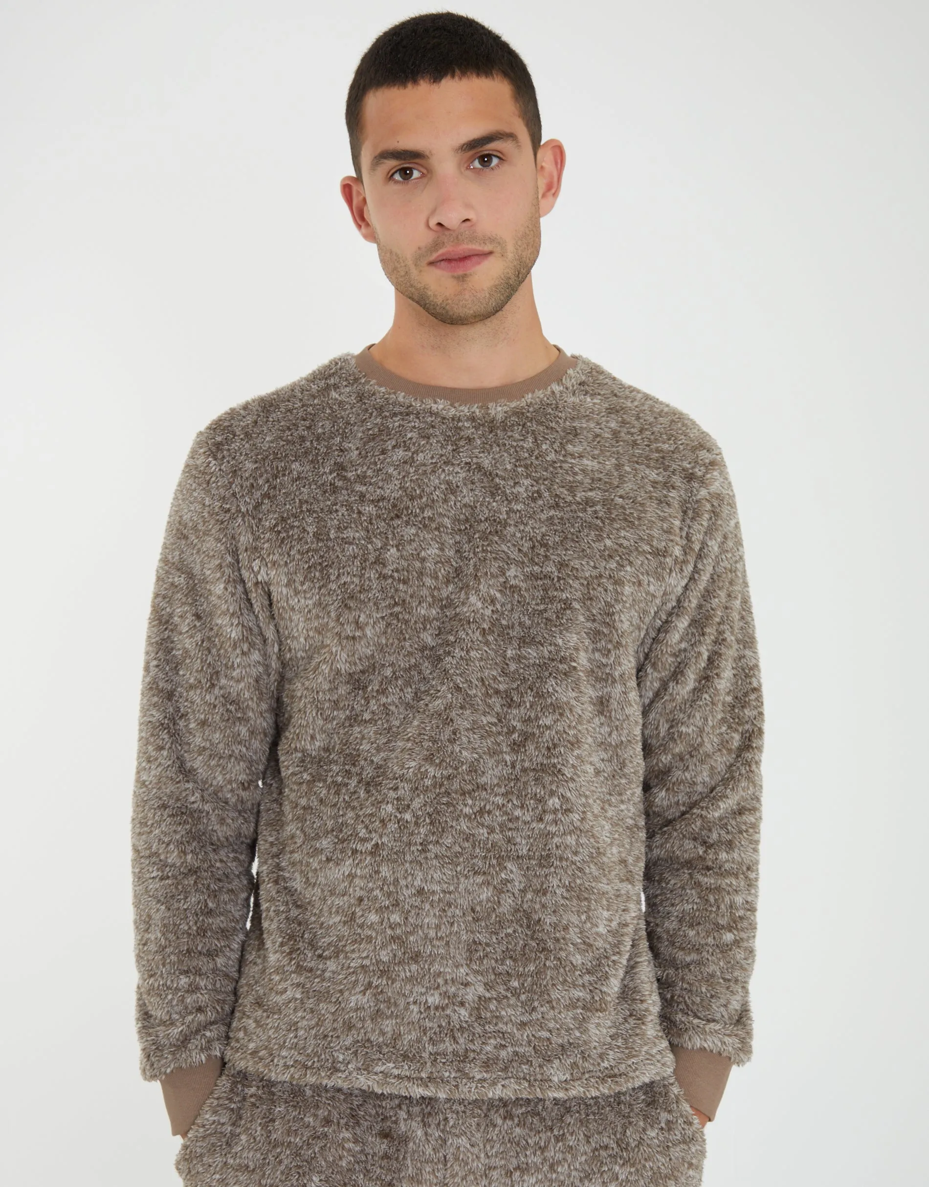 Men's Beige Two Tone Fleece Loungewear Set (2-Piece Set) sold by Threadbare product image thumbnail 3