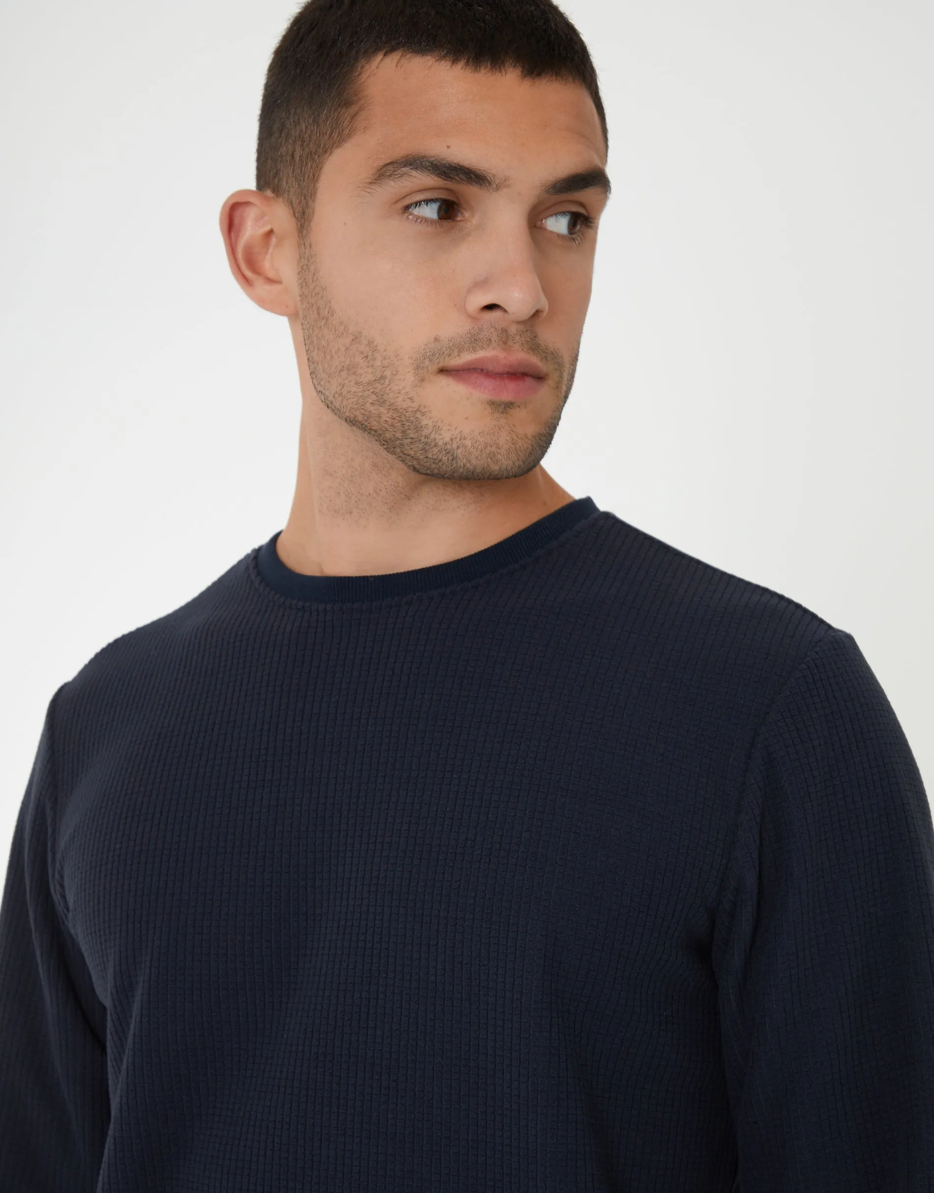 Navy Waffle Textured Fleece Loungewear Set (2-Piece Set) sold by Threadbare product image thumbnail 4